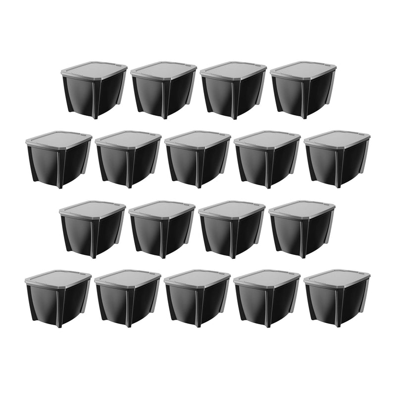 Life Story 20 Gallon Plastic Stackable Storage Unit Container, Black (18 Pack)