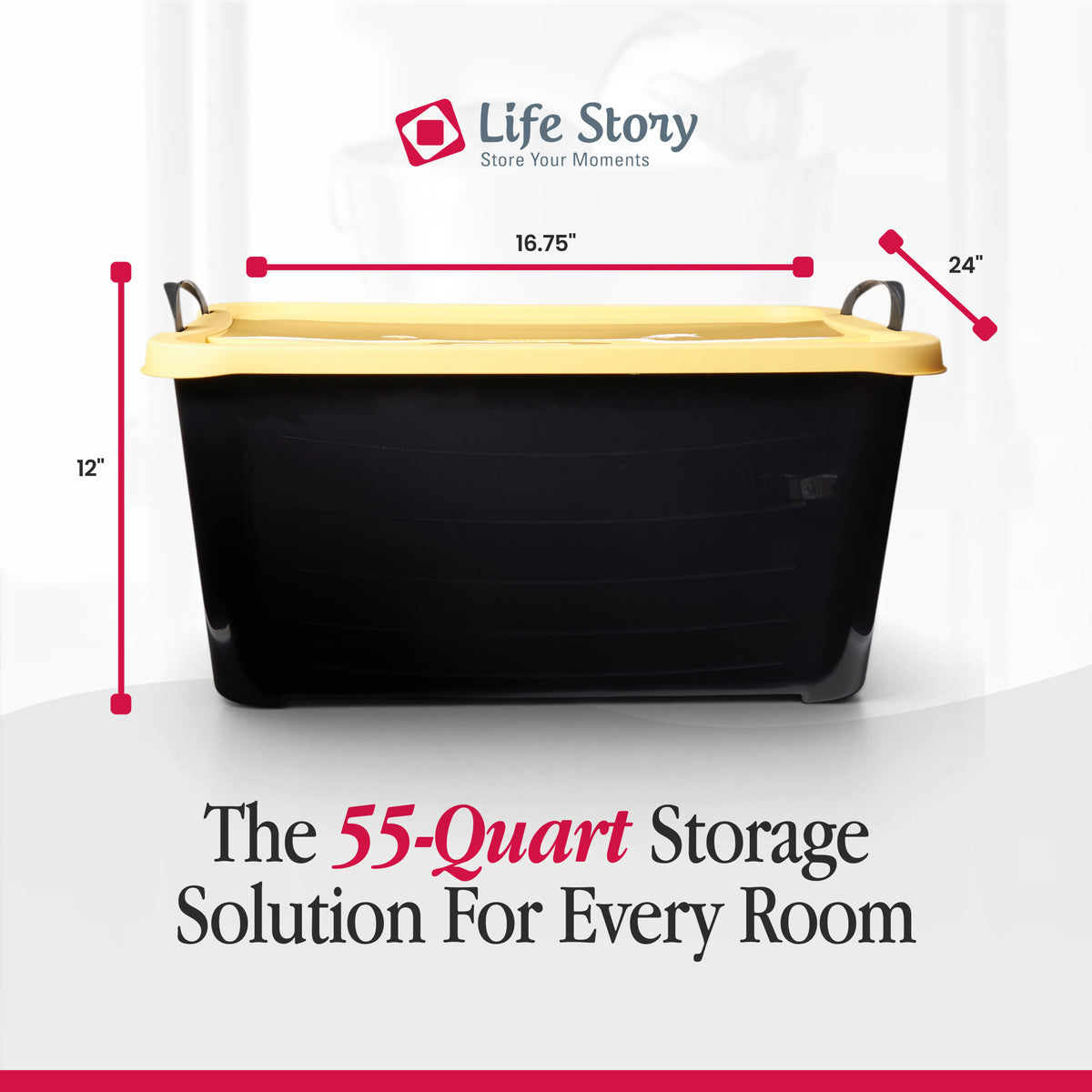 Life Story 55 Quart Stackable Storage Bin, Heavy Duty Lidded Container, 6 Pack