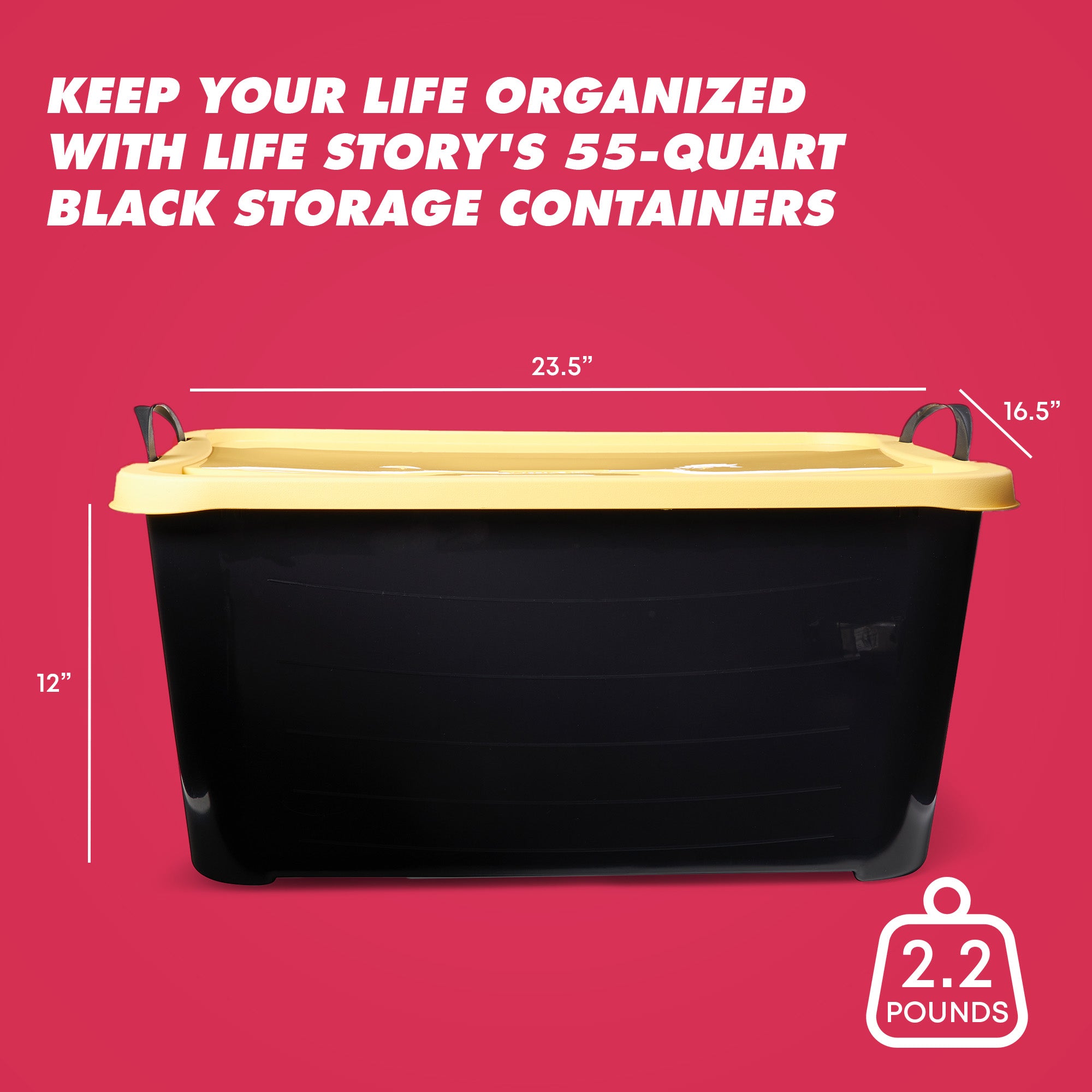 Life Story 55 Quart Stackable Storage Bin, Heavy Duty Lidded Container, 12 Pack