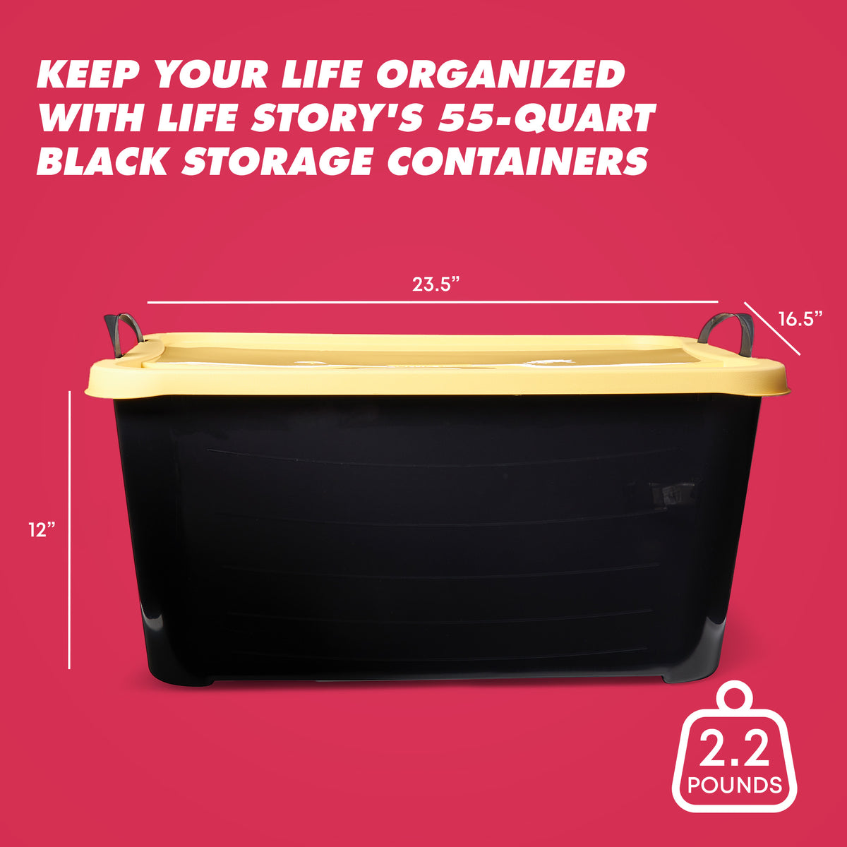 Life Story 55 Quart Stackable Storage Bin, Heavy Duty Lidded Container, 12 Pack