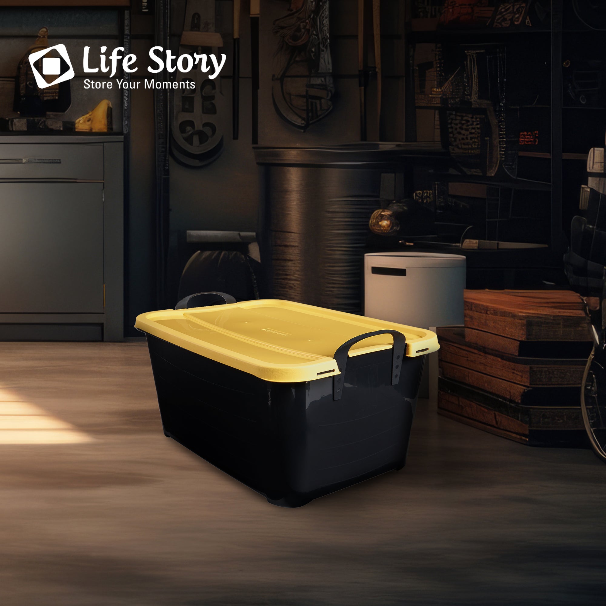 Life Story 55 Quart Stackable Storage Bin, Heavy Duty Lidded Container, 12 Pack