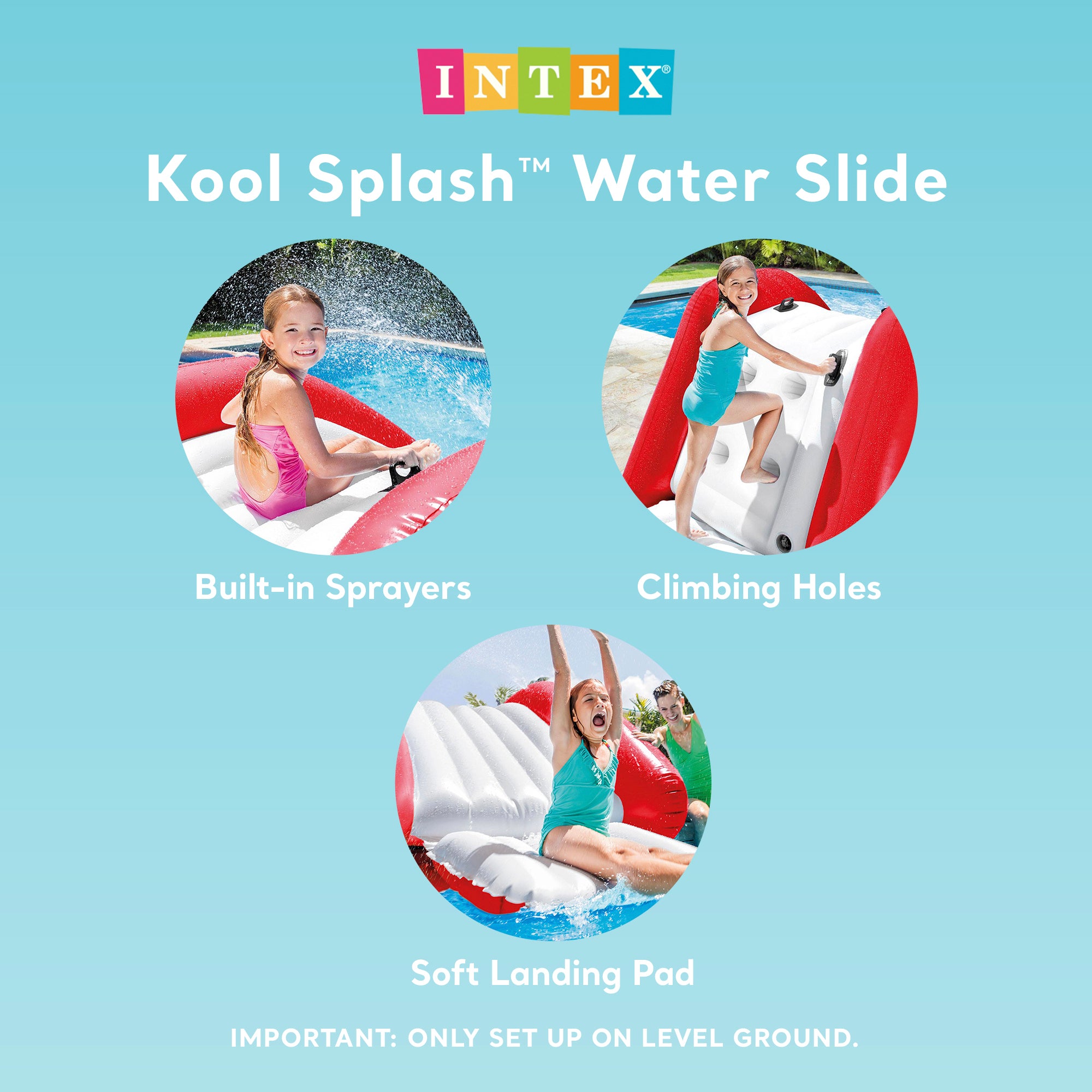 Intex Kool Splash Inflatable Pool Water Slide Play Center with Sprayer, Red - VMInnovations