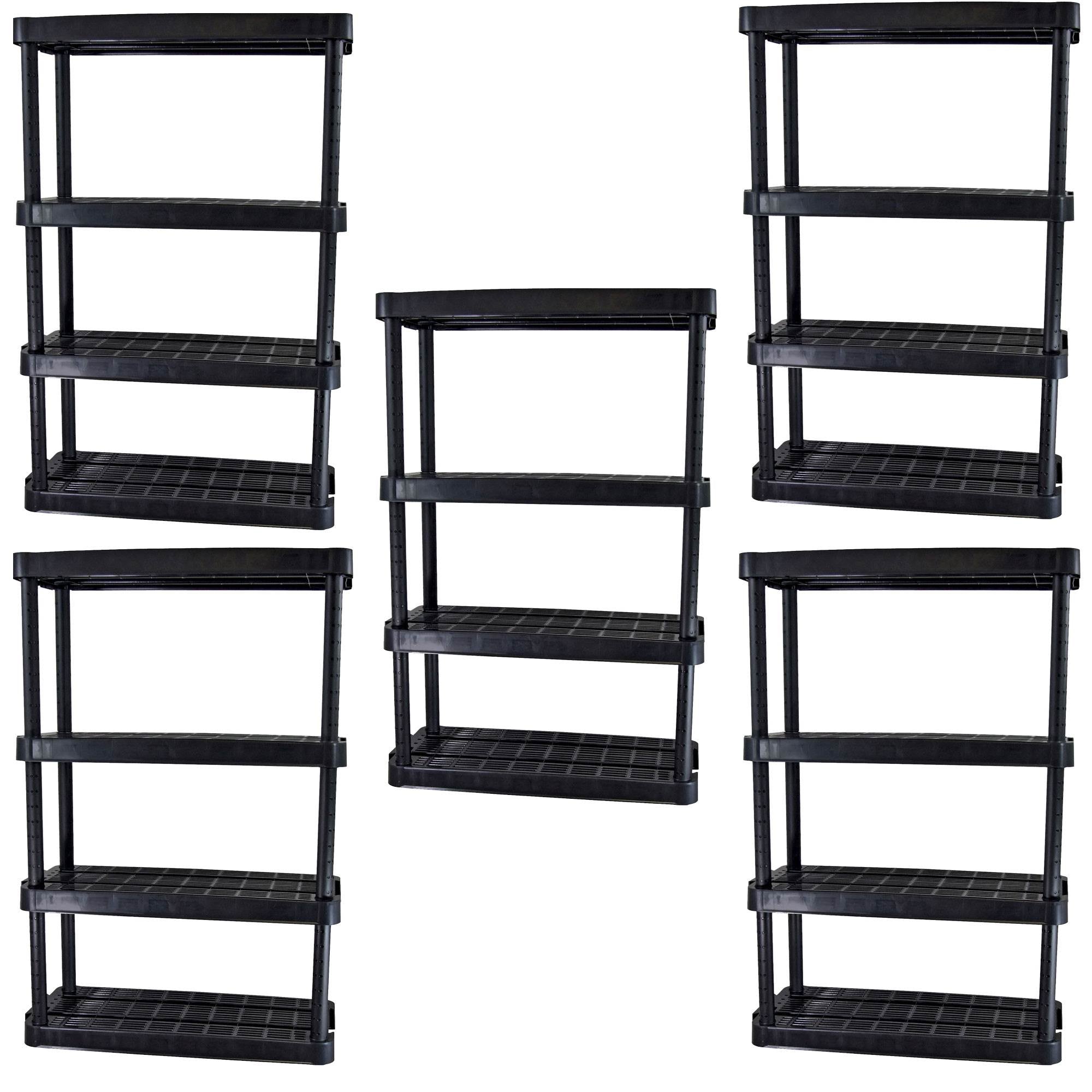 Gracious Living Extra Wide Light Duty Indoor Storage Shelves, Black (5 Pack) - VMInnovations