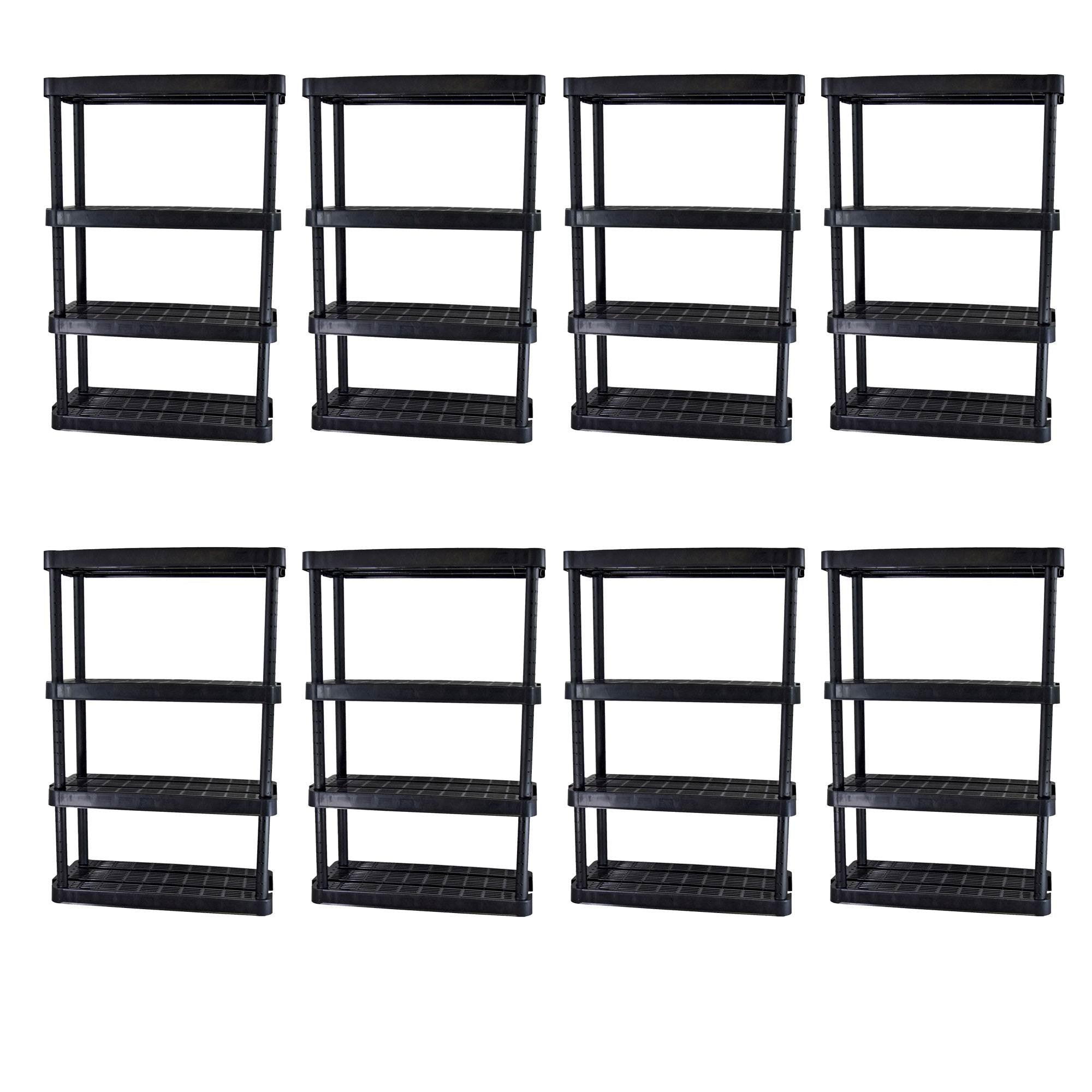 Gracious Living Extra Wide Light Duty Garage Storage Shelves, Black (8 Pack) - VMInnovations