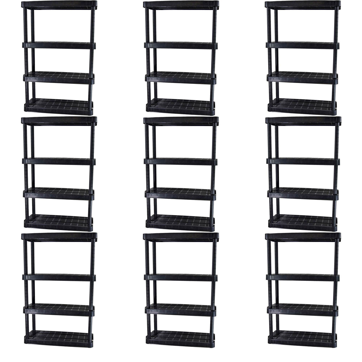 Gracious Living Extra Wide Light Duty Garage Storage Shelves, Black (9 Pack)