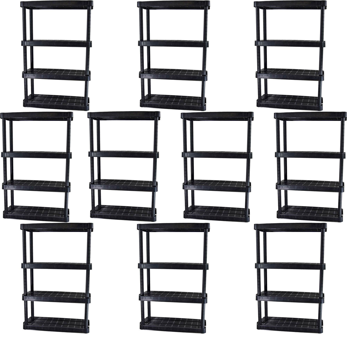 Gracious Living Extra Wide Light Duty Garage Storage Shelves, Black (10 Pack)
