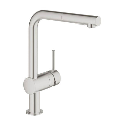Grohe Minta Single Handle Stainless Super Steel Anti Lime Kitchen Sink Faucet