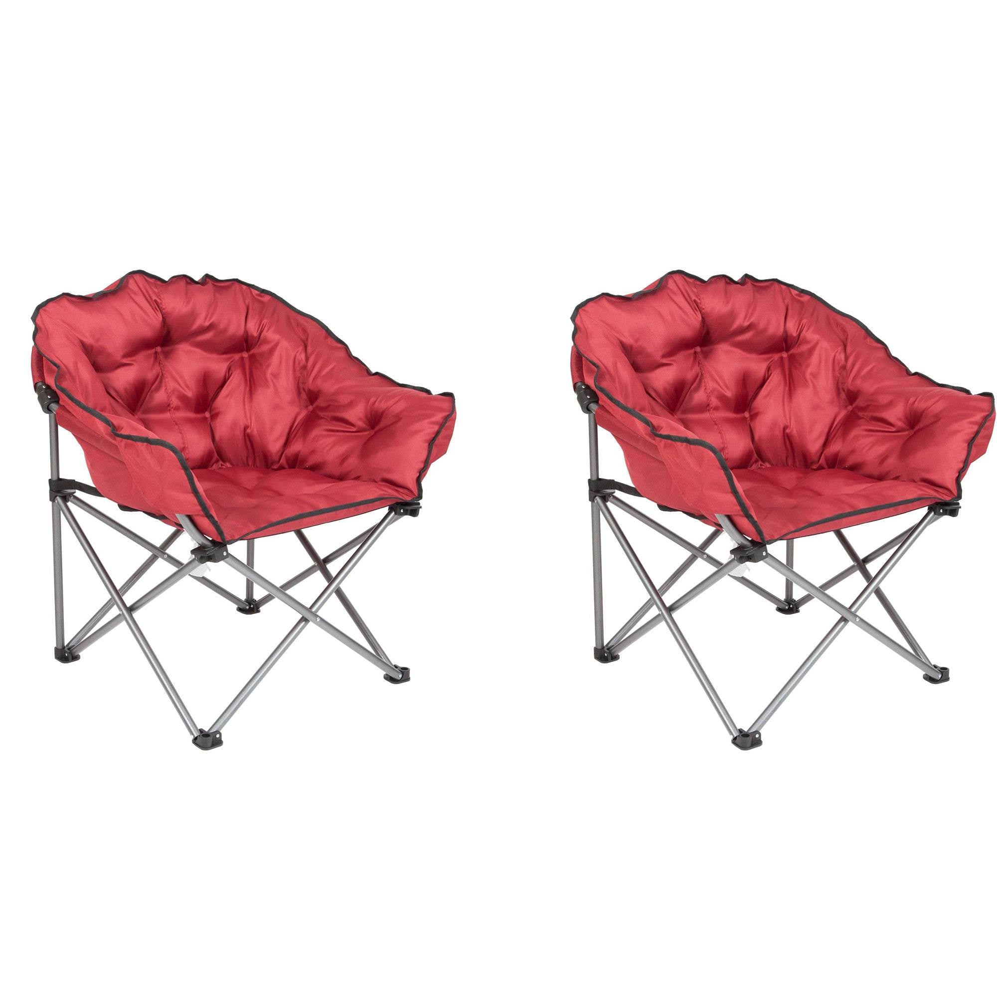 Mac Sports Folding Padded Outdoor Camping Chair w/Carry Bag, Wine Red (2 Pack) - VMInnovations