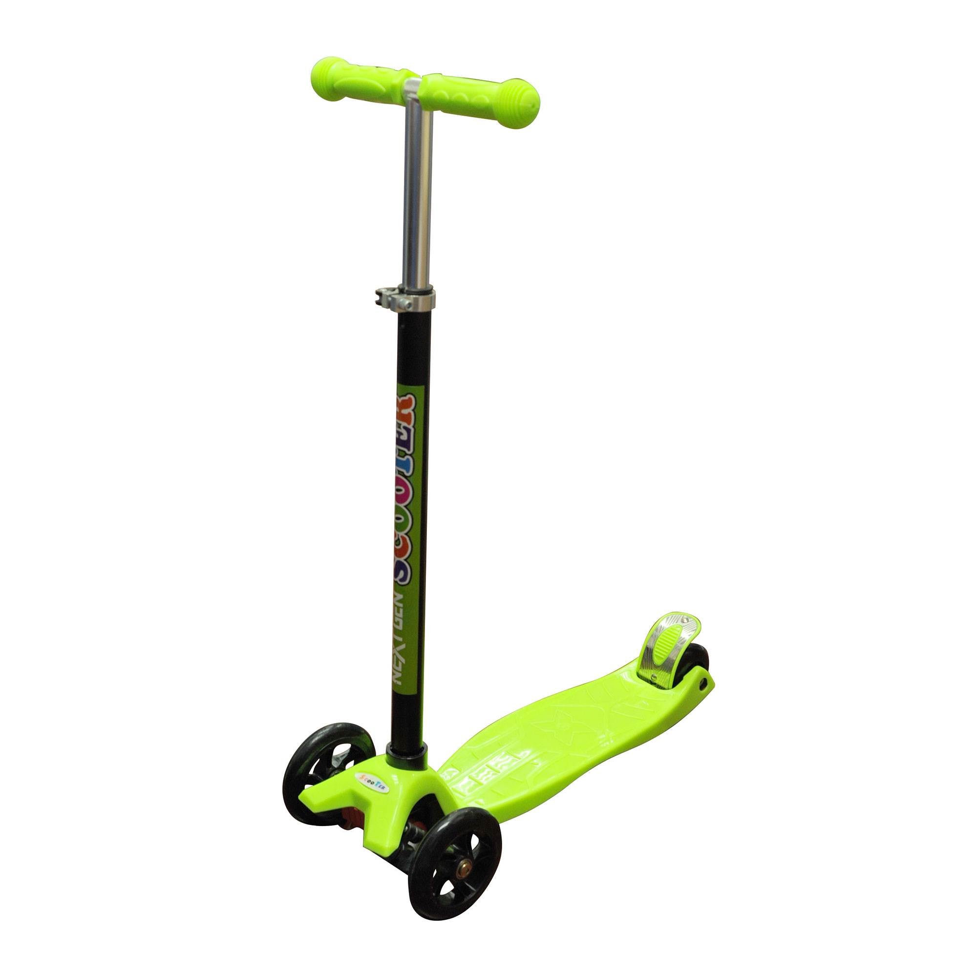 NextGen Scooters 3 Wheeled Kick Scooter, Green & Razor V17 Helmet, Glossy Black