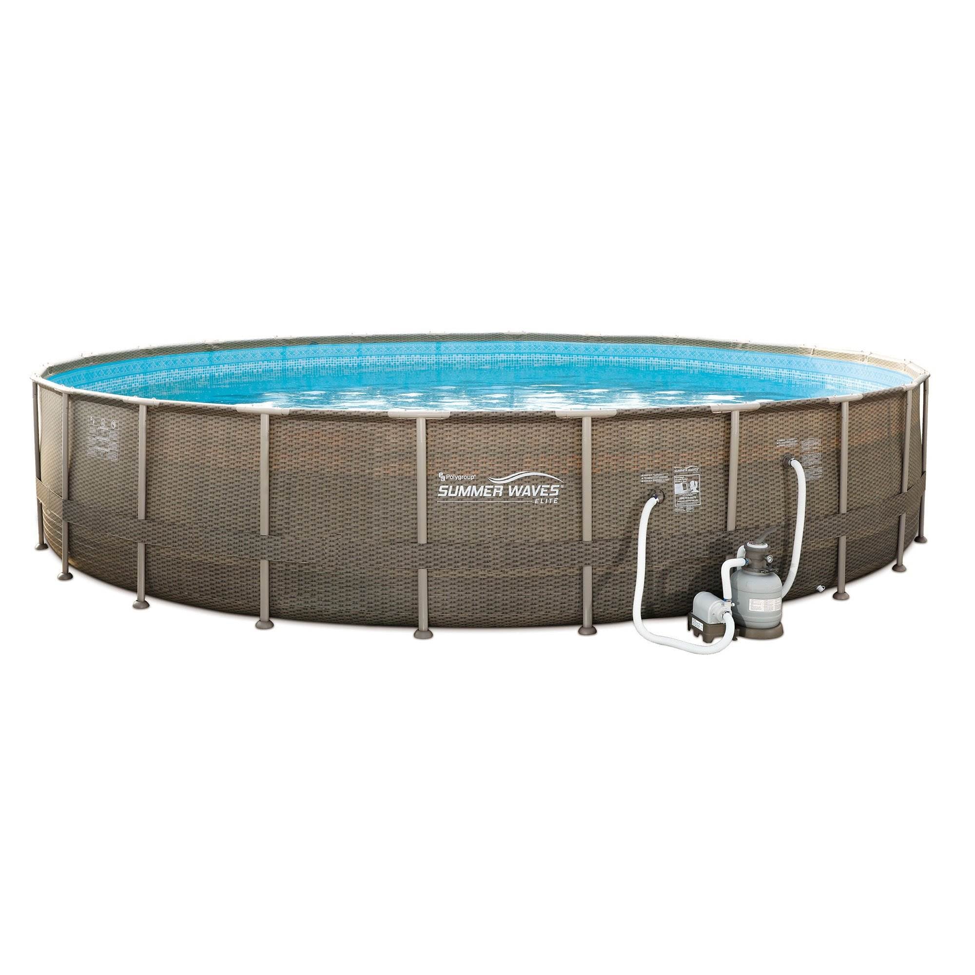 Summer Waves All Round 24ft x 52in Elite Frame Pool with Wicker Print Exterior