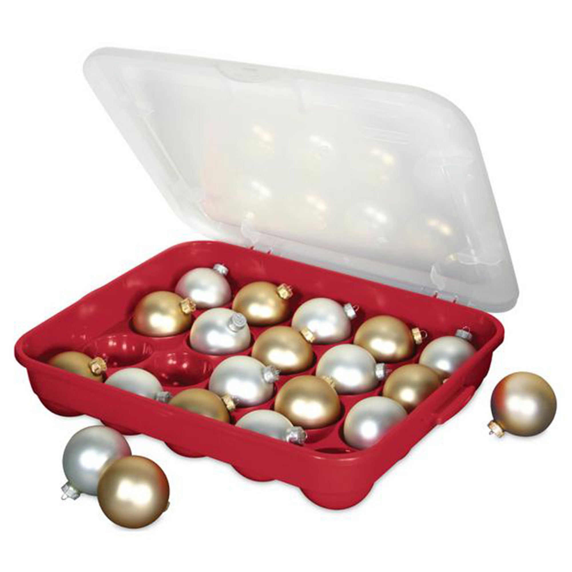 Sterilite 20 Compartment 3 Inch Ornament Storage Case with Lid, Red (12 Pack)