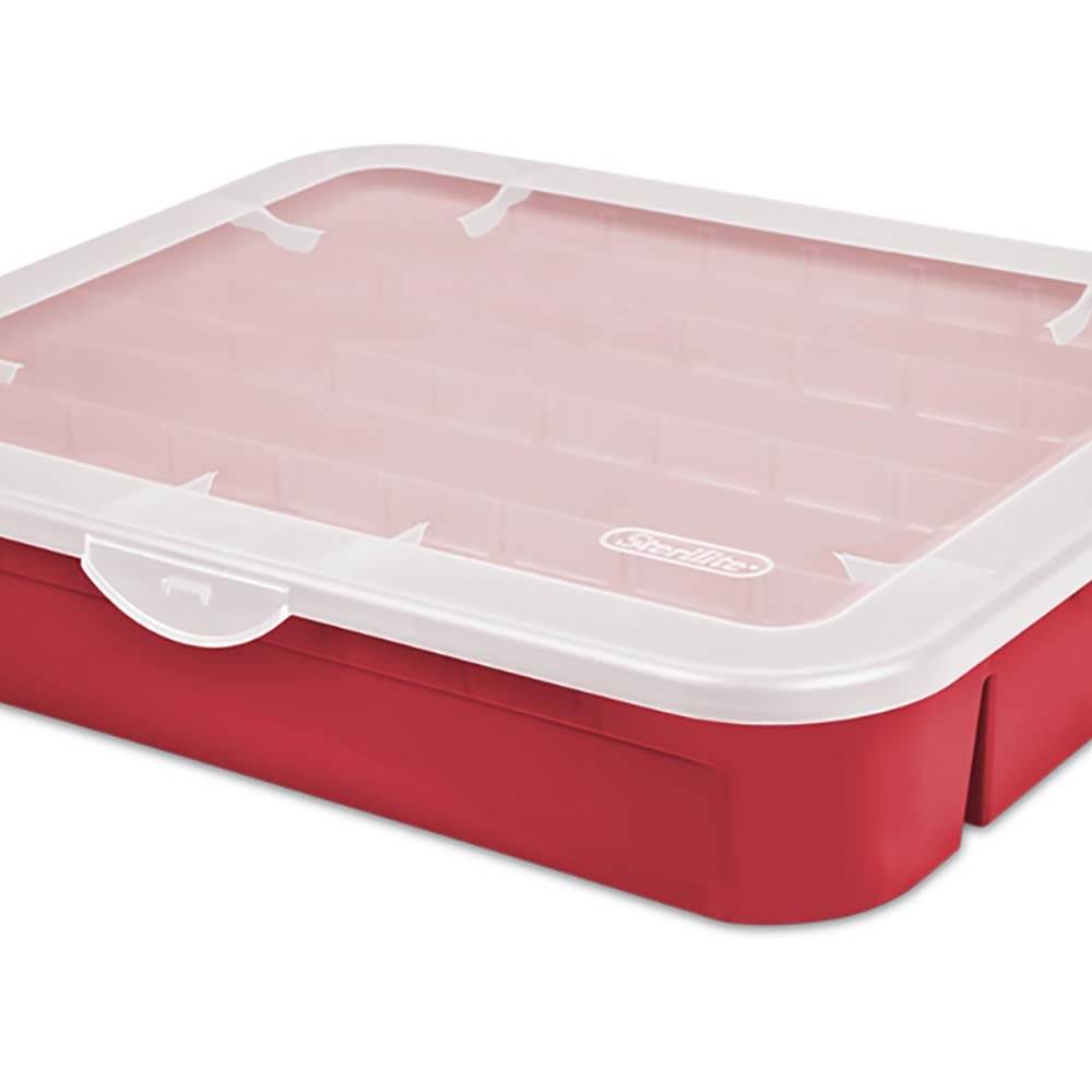 Sterilite 20 Compartment Christmas Holiday Ornament Storage Box, Red (18 Pack)