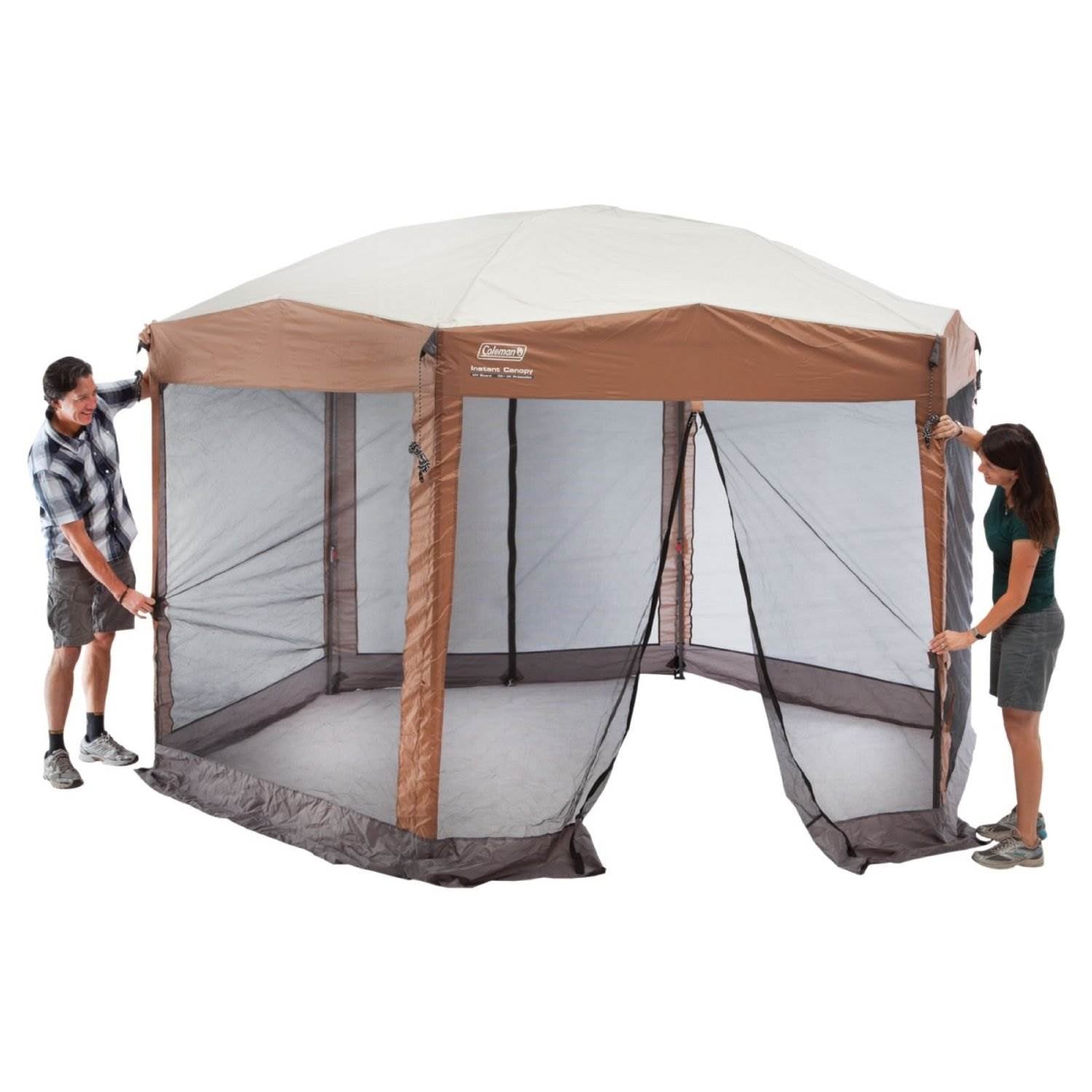 Coleman Back Home 12x10 Foot Instant Screen House Hexagon Canopy & Utility Cart