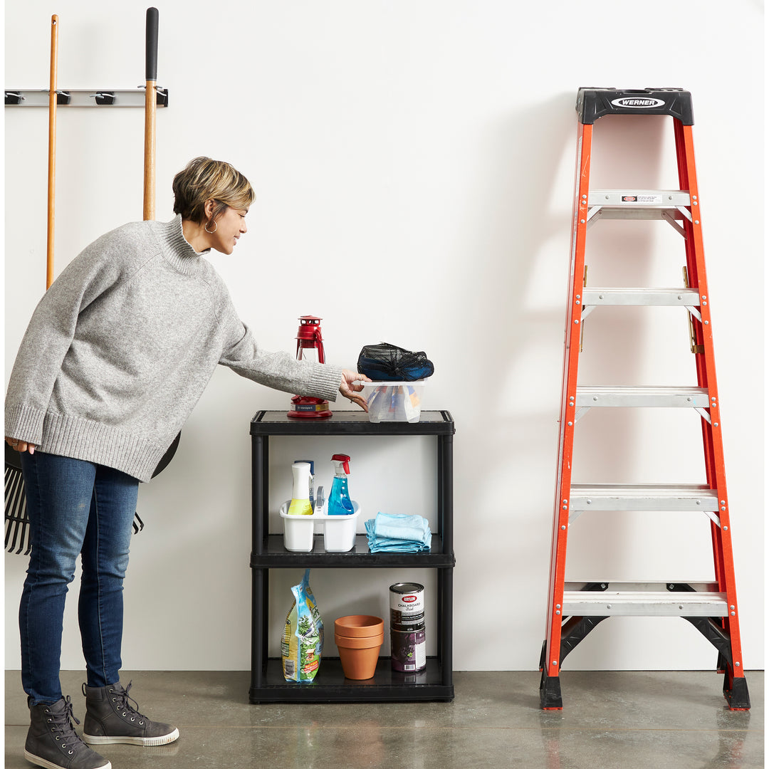Gracious Living 3 Shelf Fixed Height Solid Light Duty Home Storage Unit, Black - VMInnovations