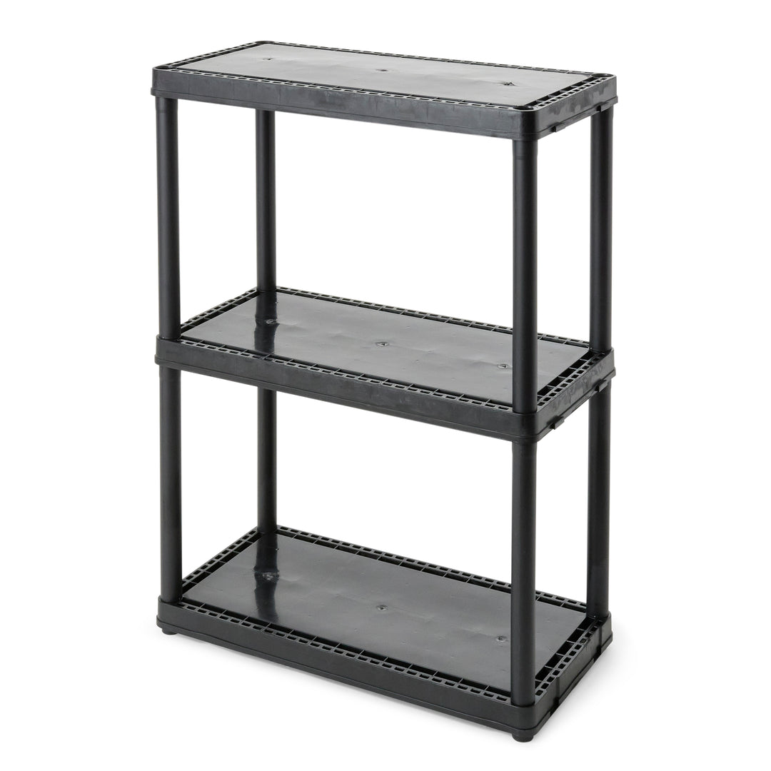 Gracious Living 3 Shelf Fixed Height Solid Light Duty Home Storage Unit, Black - VMInnovations