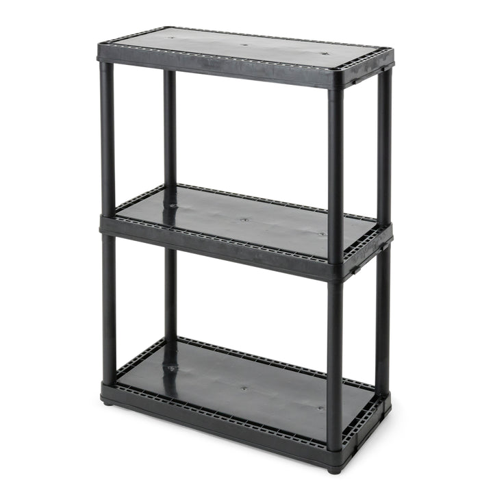 Gracious Living 3 Shelf Fixed Height Solid Light Duty Home Storage Unit, Black - VMInnovations