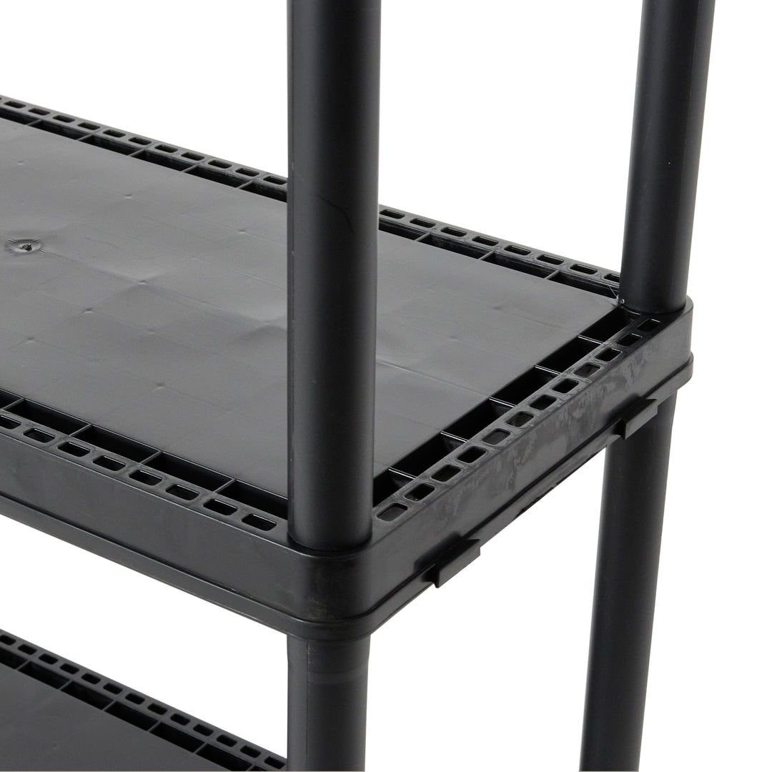 Gracious Living 3 Shelf Fixed Height Solid Light Duty Home Storage Unit, Black - VMInnovations