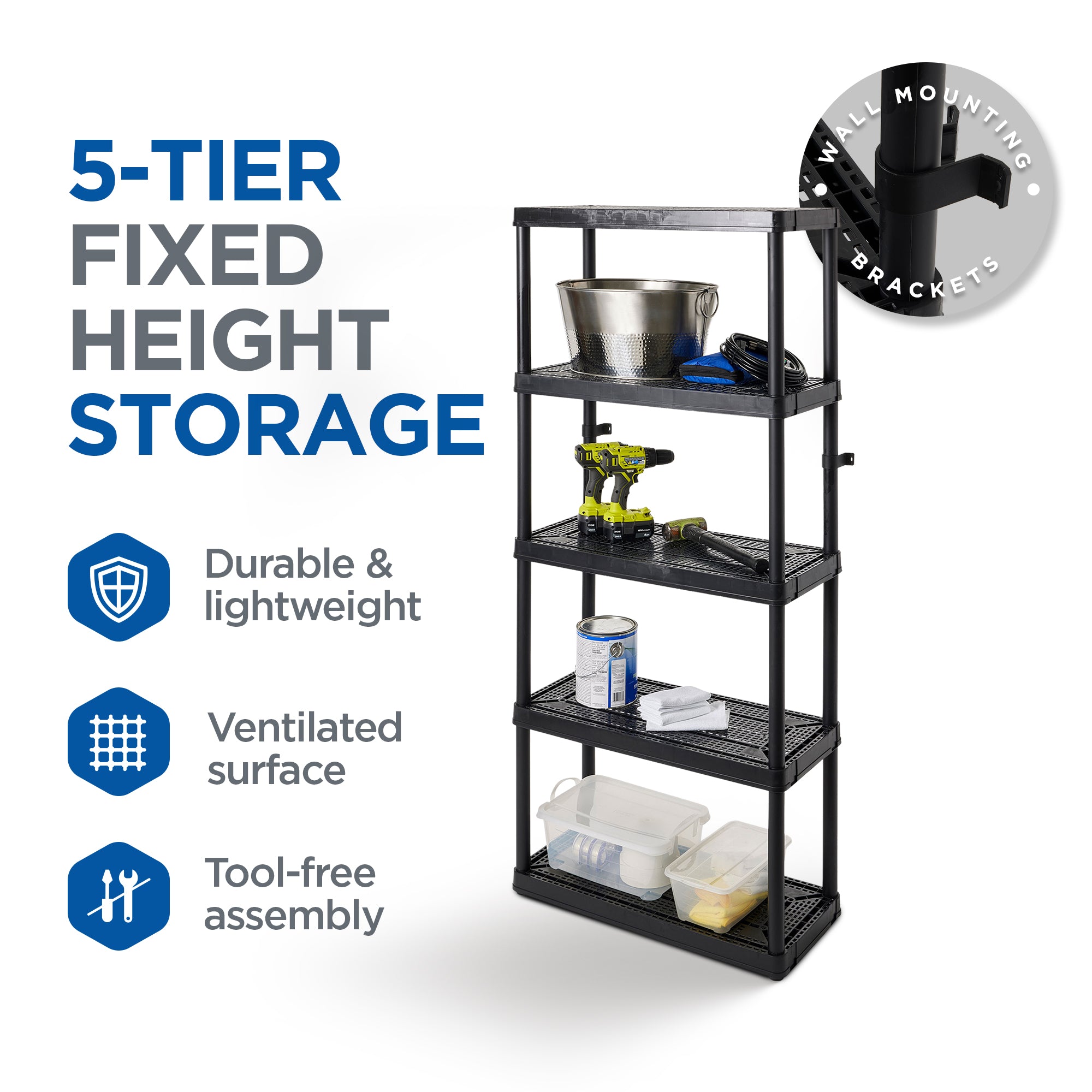 Gracious Living Medium Duty Non Ventilated Storage Shelving, 5 Shelf (Used) - VMInnovations