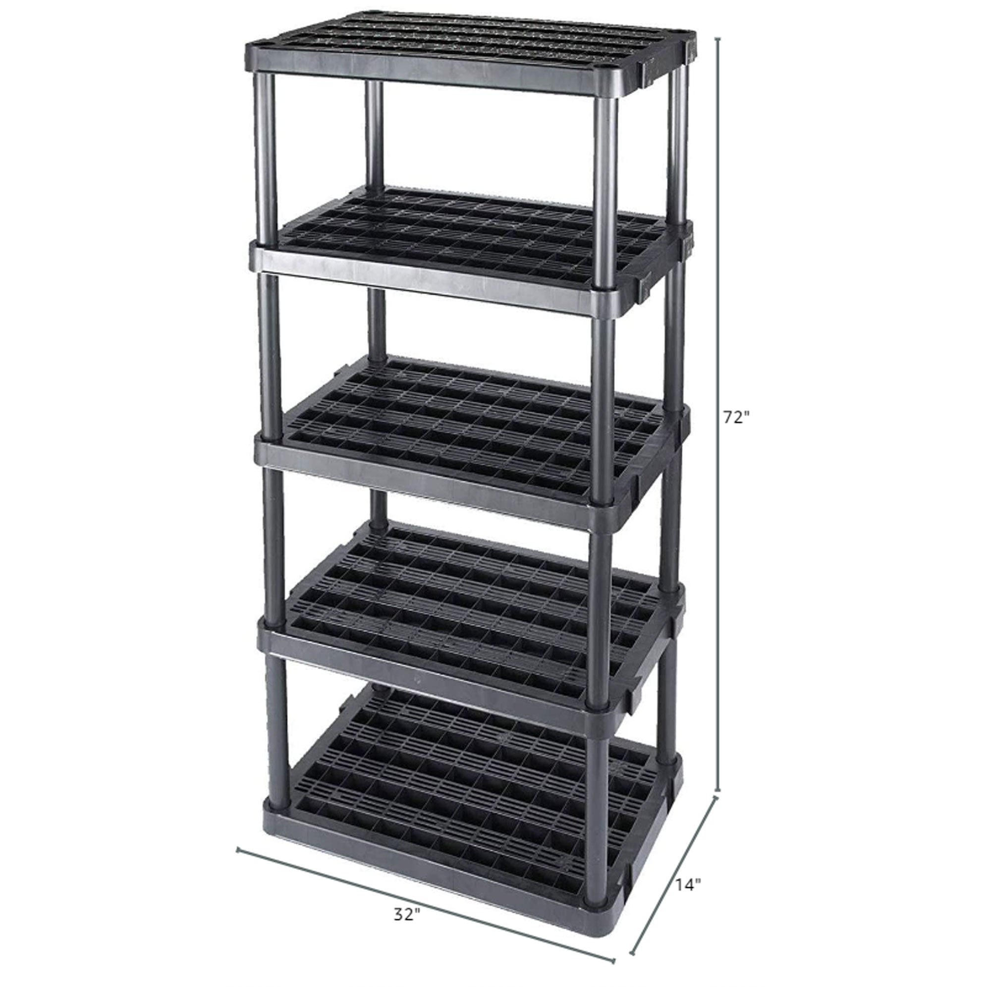 Gracious Living 5-Shelf Medium Duty Adjustable Ventilated Shelving Unit, Black (Refurbished)