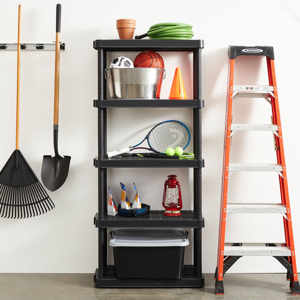 Gracious Living 5-Shelf Medium Duty Adjustable Ventilated Shelving Unit, Black (Refurbished)