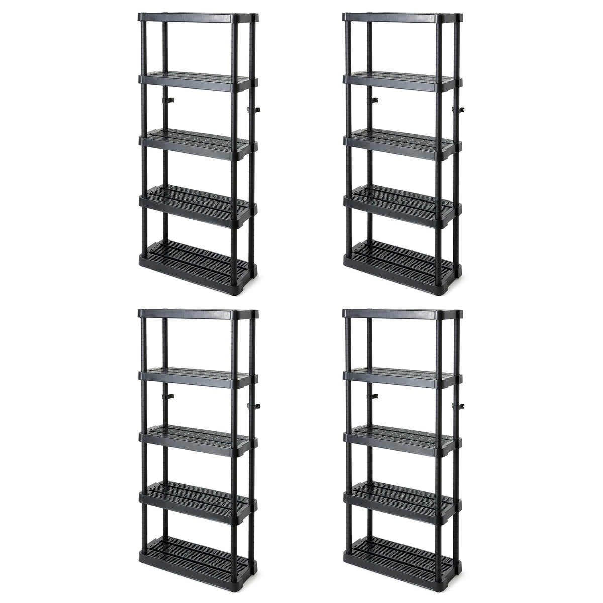 Gracious Living 5 Shelf Adjustable Ventilated Medium Duty Unit, Black (4 Pack)