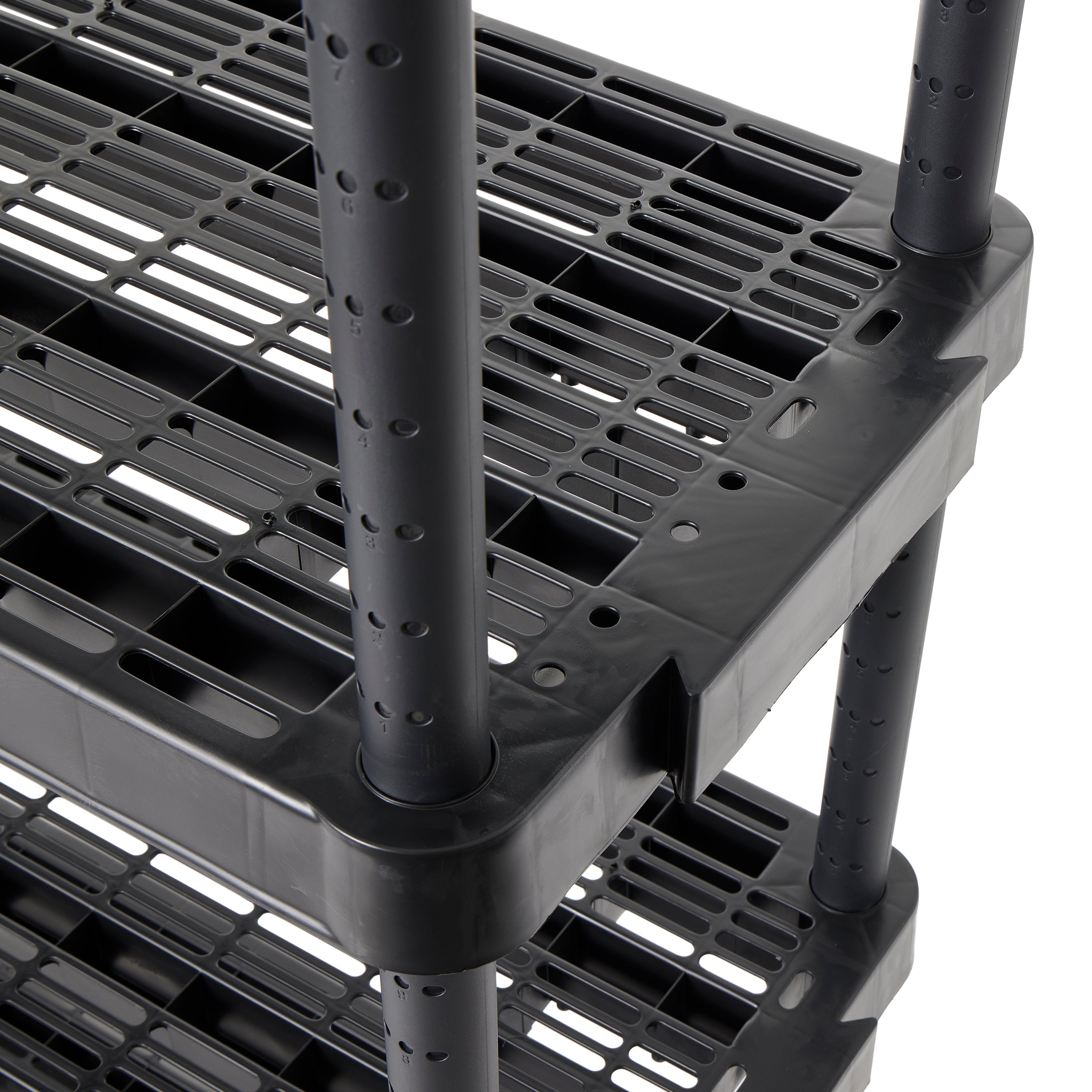 Gracious Living 4 Shelf Adjustable Ventilated Heavy Duty Shelving Unit, Black
