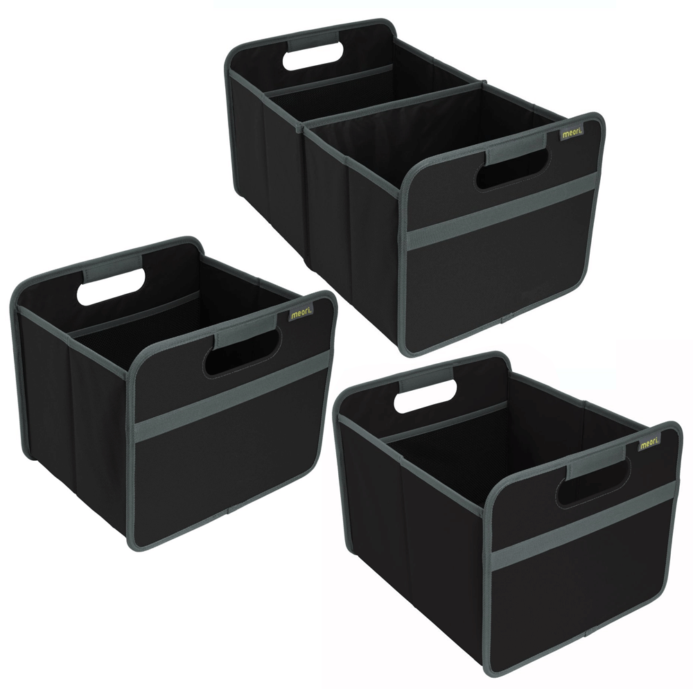 Meori Classic Collection 4, 6.5, & 8 Gallon Foldable Storage Boxes, Lava Black