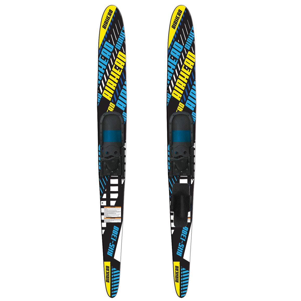Airhead AHS-1300 67 Inch Fiberglass Adult Adjustable Combo Water Skis, Black
