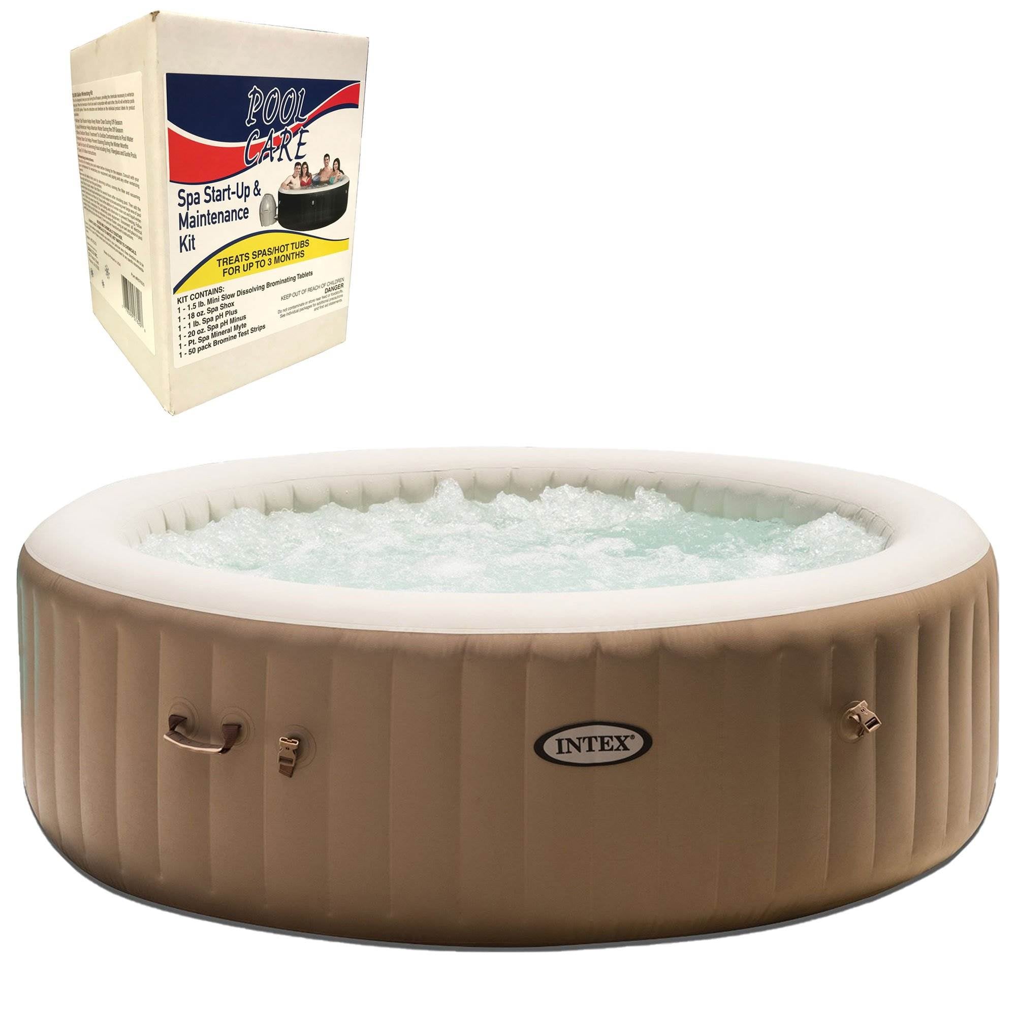 Intex Inflatable Pure Spa 6-Person & Qualco 3 Month Chemical Maintenance Kit