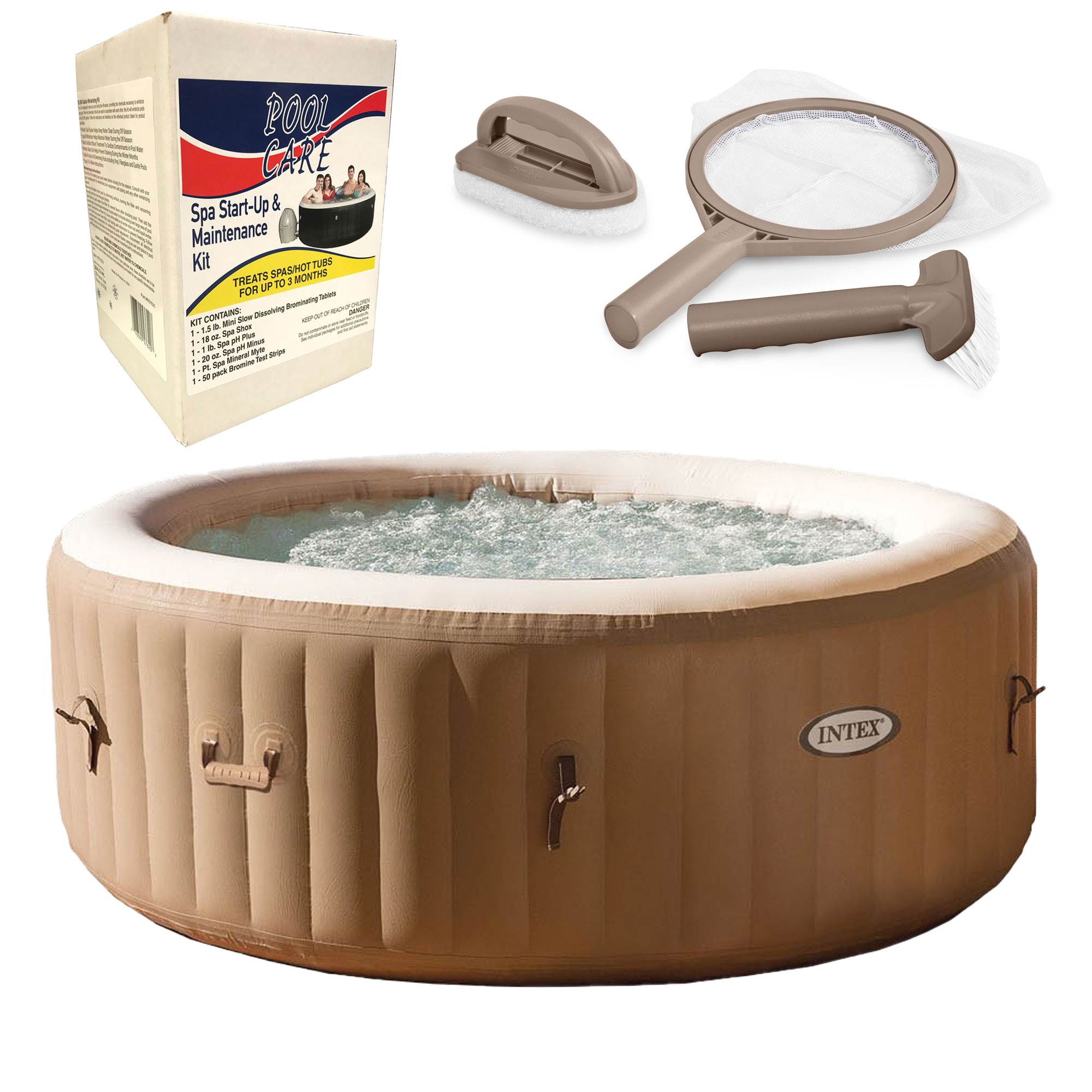 Intex PureSpa Inflatable Spa, Accessory Kit, & 3 Month Chemical Maintenance Kit
