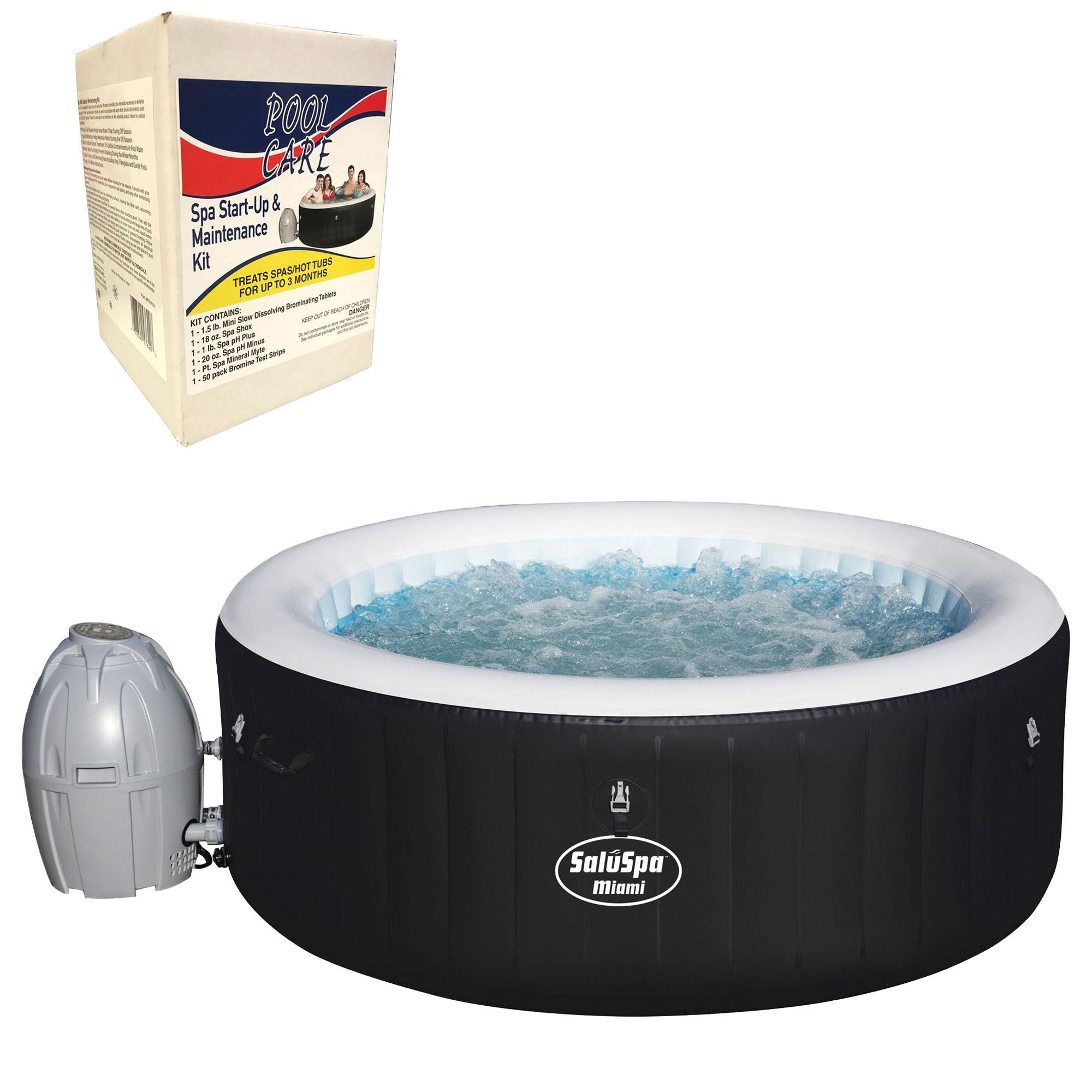 Bestway SaluSpa 4-Person Inflatable Spa and 3 Month Chemical Maintenance Kit