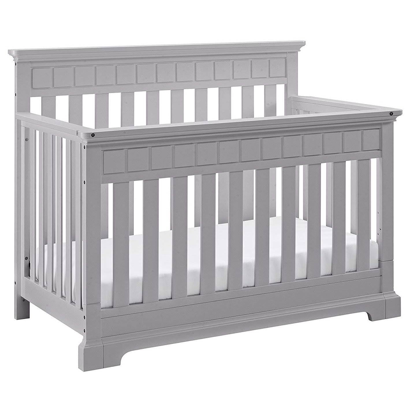 Thomasville Kids Willow 4 in 1 Crib, Pebble Gray & Kolcraft Fresh Start Mattress - VMInnovations