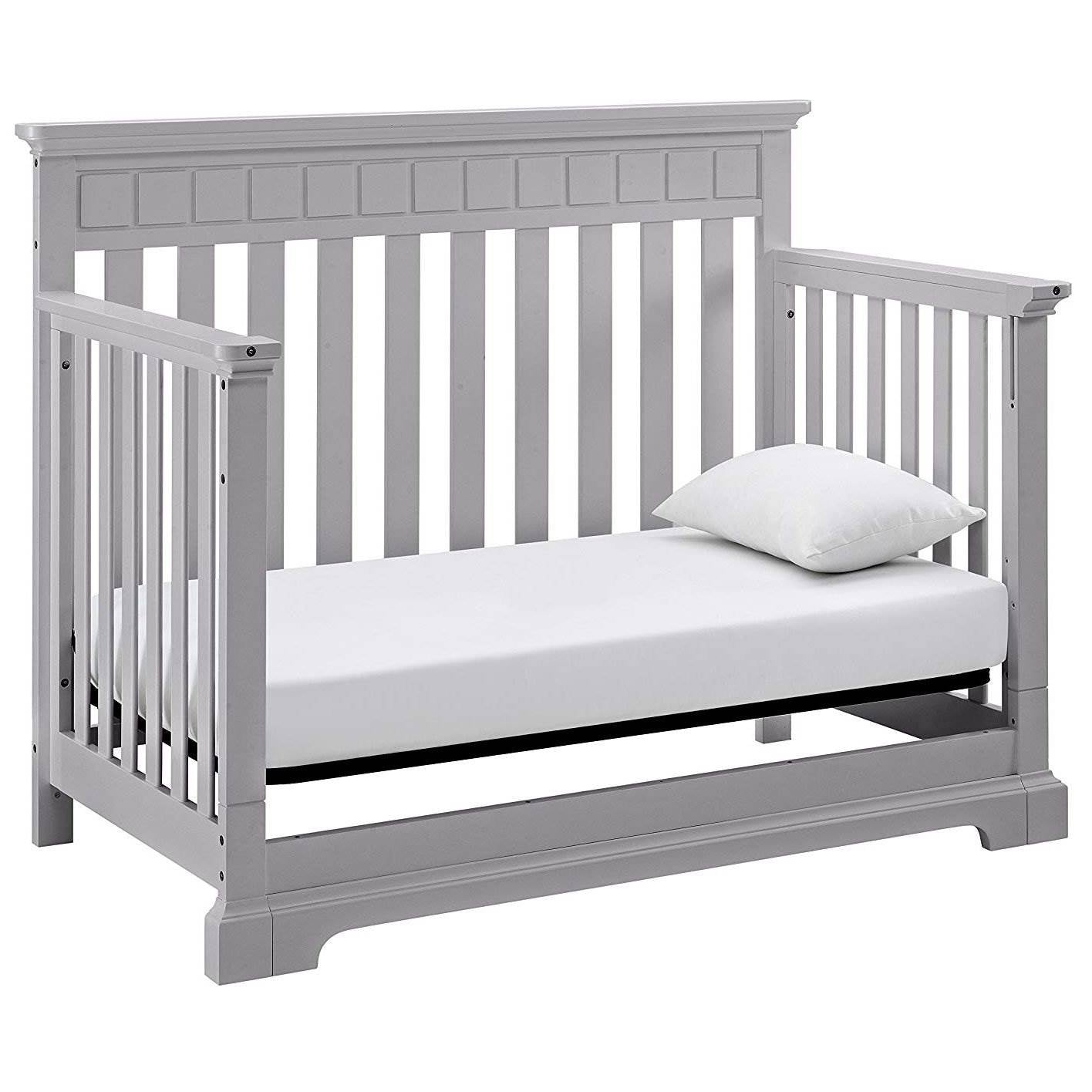 Thomasville Kids Willow 4 in 1 Crib, Pebble Gray & Kolcraft Fresh Start Mattress - VMInnovations