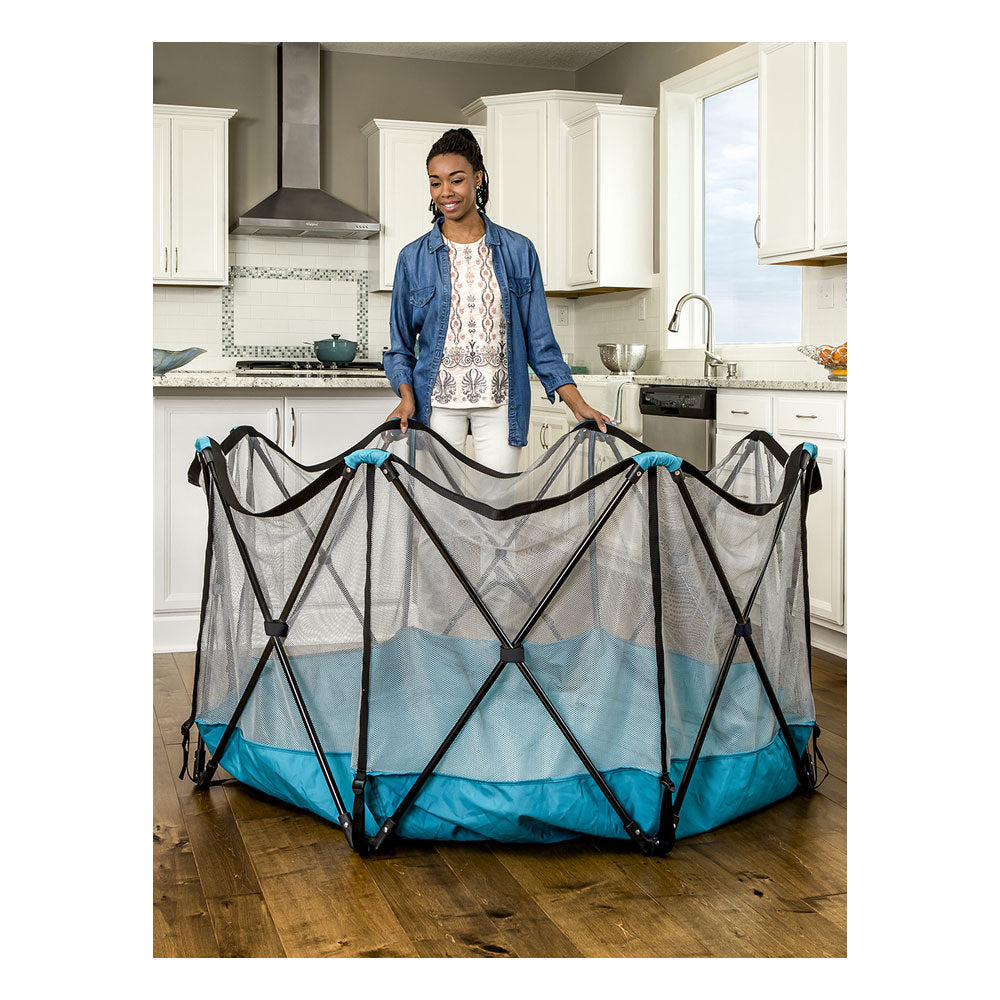 Regalo 8 Panel Foldable Mesh Childrens Play Yard & Carrying Bag, Teal (Open Box)
