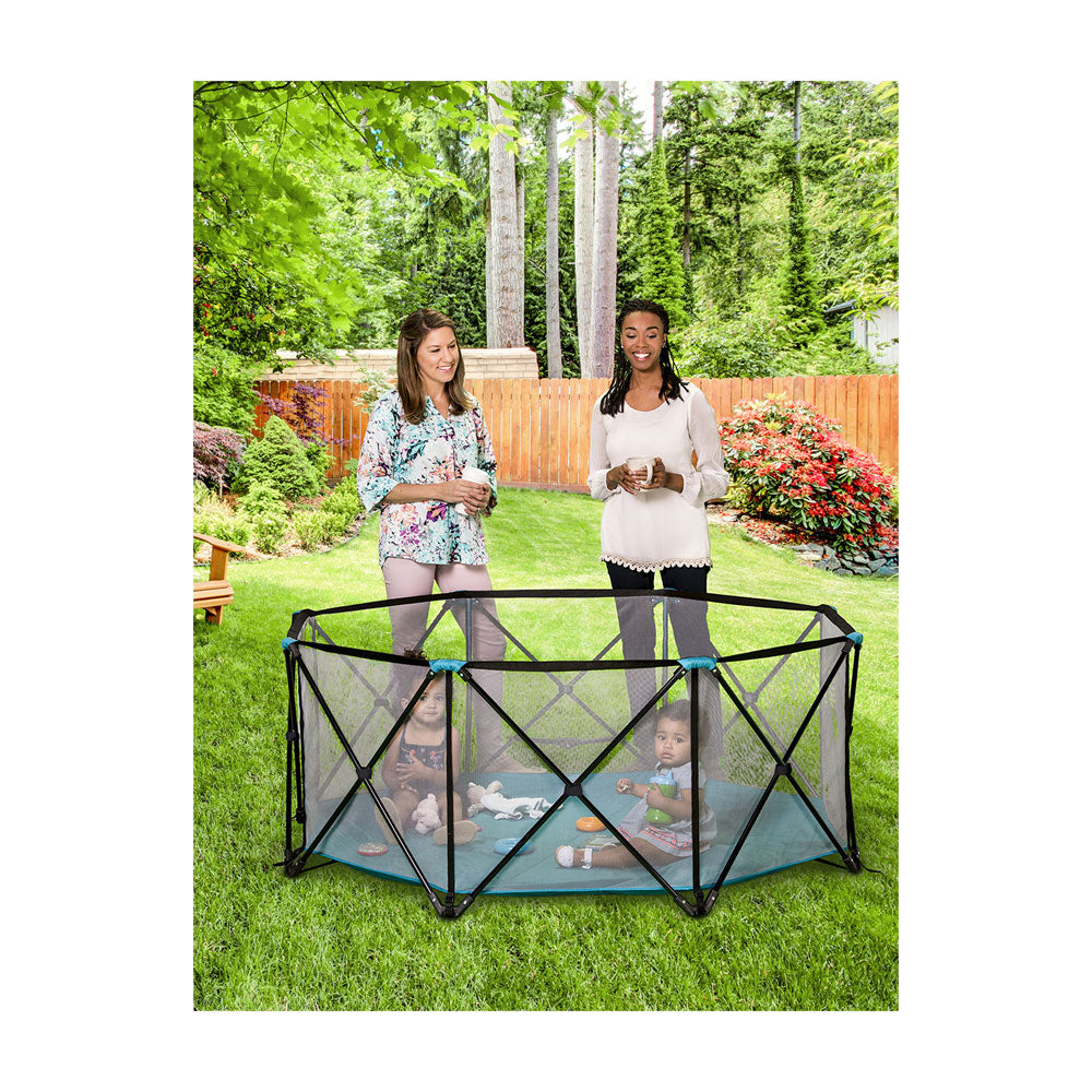 Regalo 1380DS 8 Panel Foldable Mesh Childrens Play Yard & Carrying Bag, Teal - VMInnovations