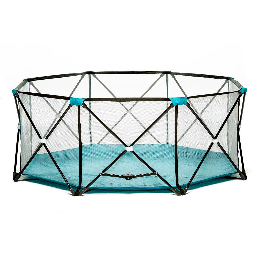 Regalo 1380DS 8 Panel Foldable Mesh Childrens Play Yard & Carrying Bag, Teal - VMInnovations