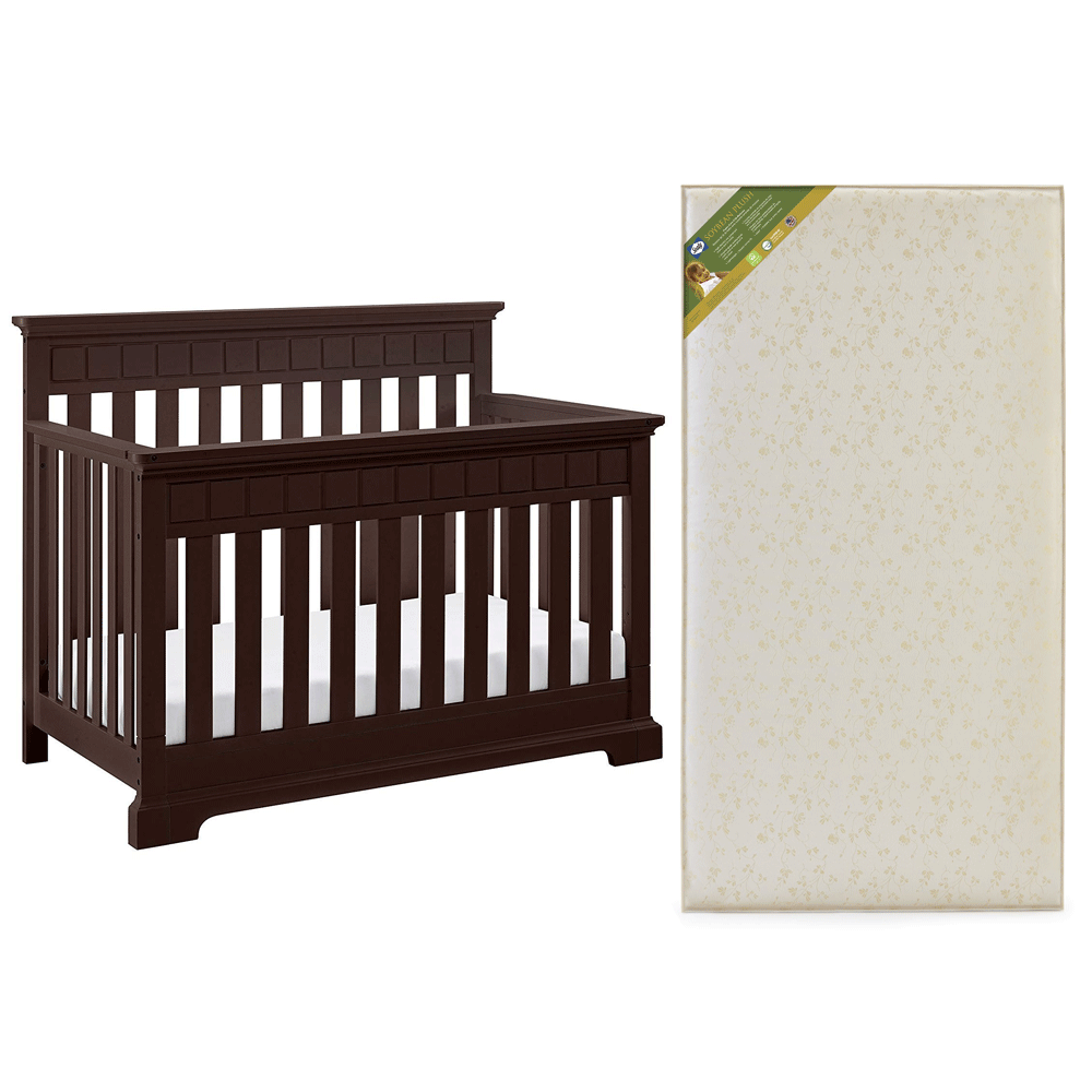 Thomasville Kids Willow 4 in 1 Crib, Espresso & Sealy Soybean Crib Mattress