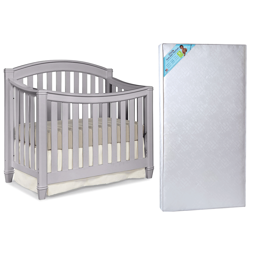 Thomasville Kids Highlands Crib, Pebble Gray & Kolcraft Fresh Start Mattress