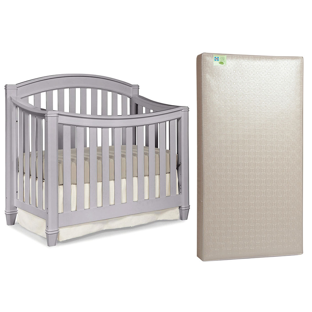 Thomasville Kids Highlands 4 in 1 Crib, Pebble Gray & Sealy Soybean Mattress