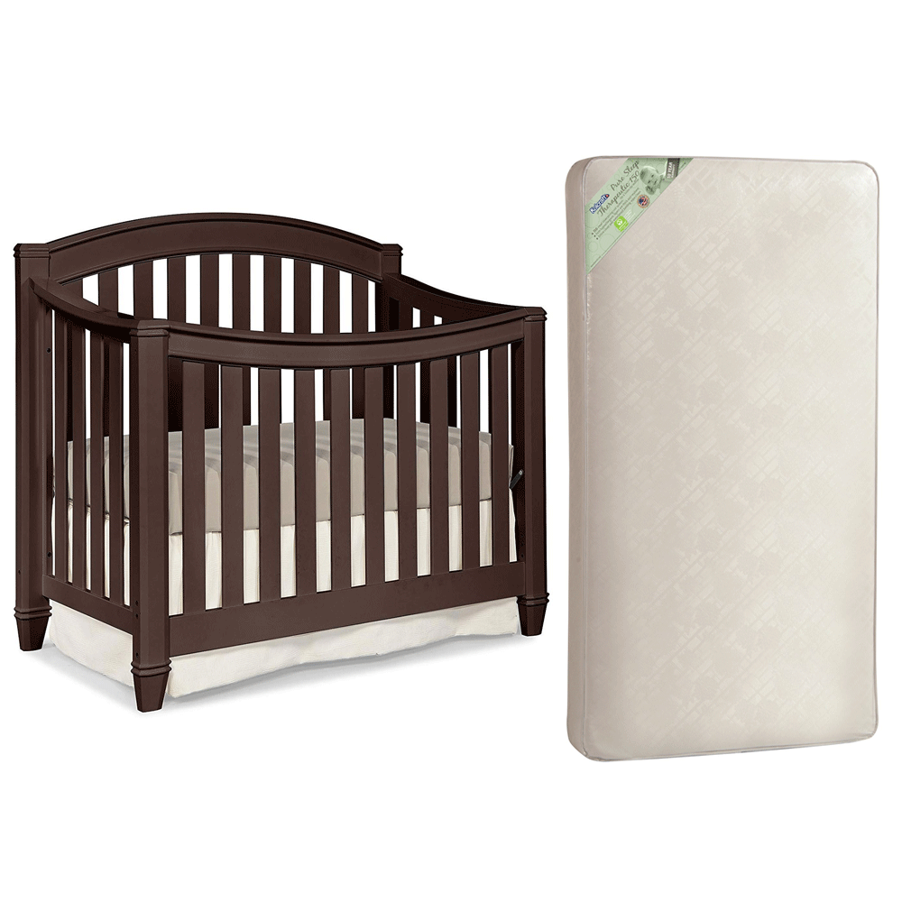 Thomasville Kids Highlands 4 in 1 Crib, Espresso & Kolcraft Pure Sleep Mattress - VMInnovations