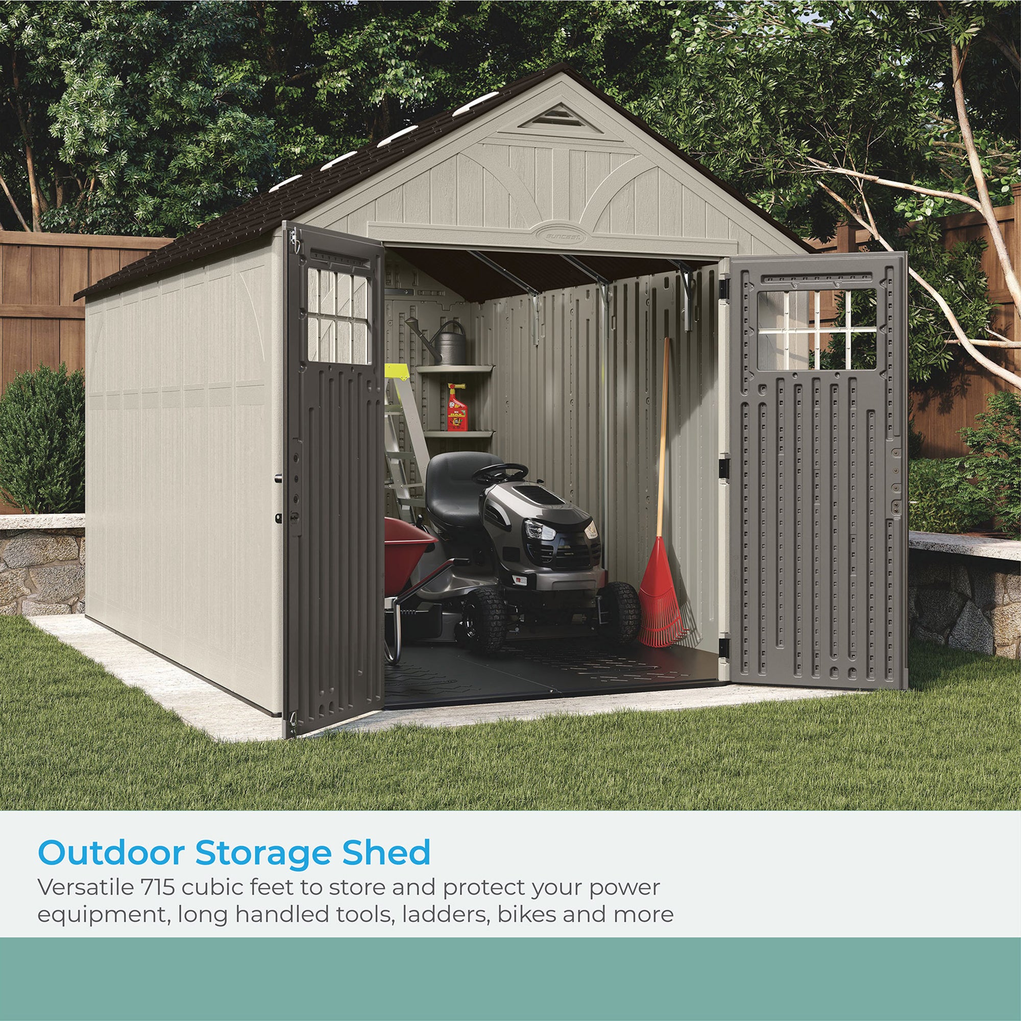 Suncast 8' x 13' Heavy-Duty Resin Tremont Storage Shed, Sand - VMInnovations