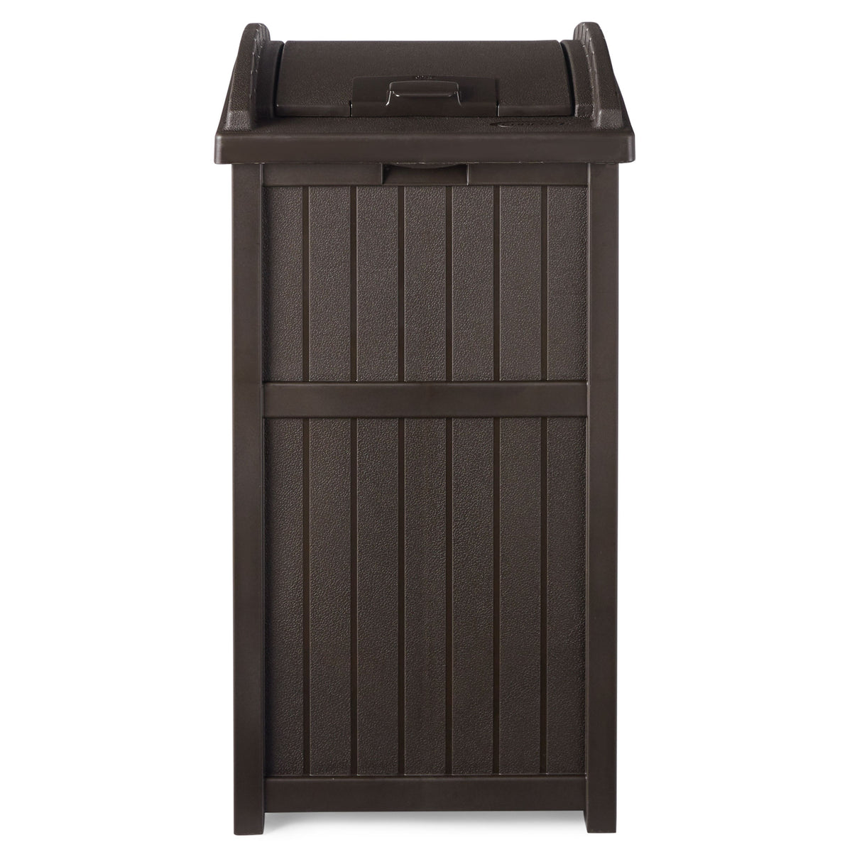 Suncast Trash Hideaway 33 Gallon Outdoor Garbage Trash Bin, Java (Open Box)