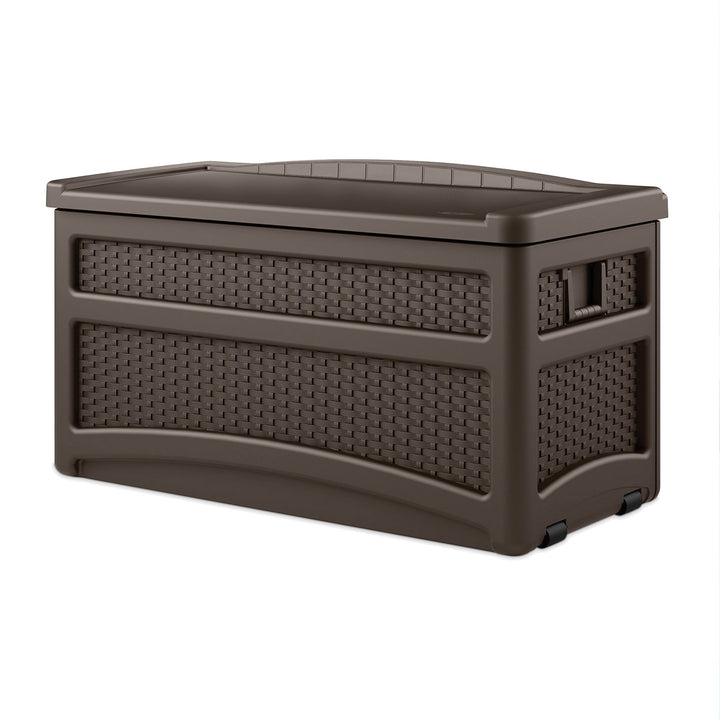 Suncast DBW7500 73 Gallon Outdoor Patio Storage Chest with Handles & Seat, Java - VMInnovations