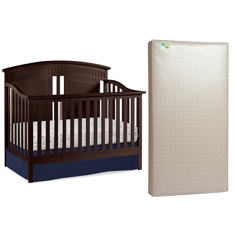 Thomasville Majestic Convertible 4 in 1 Crib, Espresso & Sealy Soybean Mattress