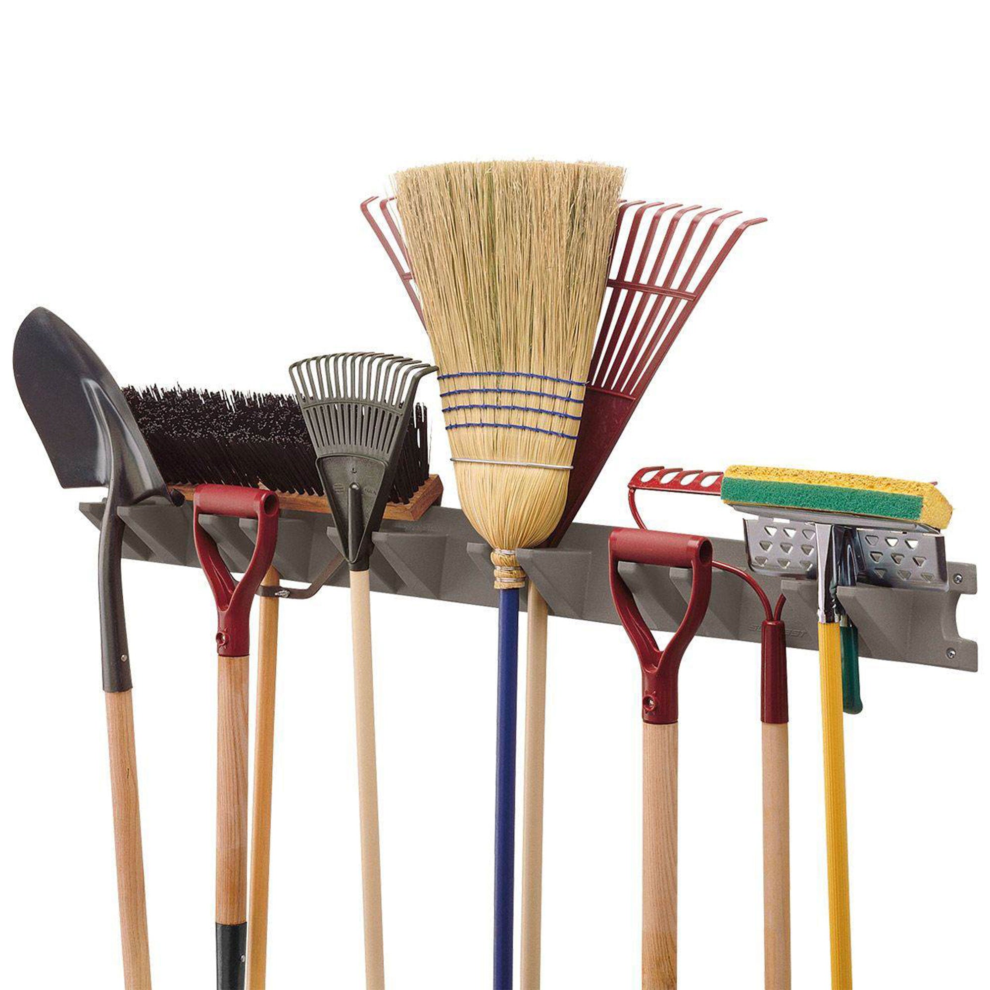 Suncast 4 Foot Wall Mount Garden Long Handled Tool Hanger Organizer, Platinum - VMInnovations