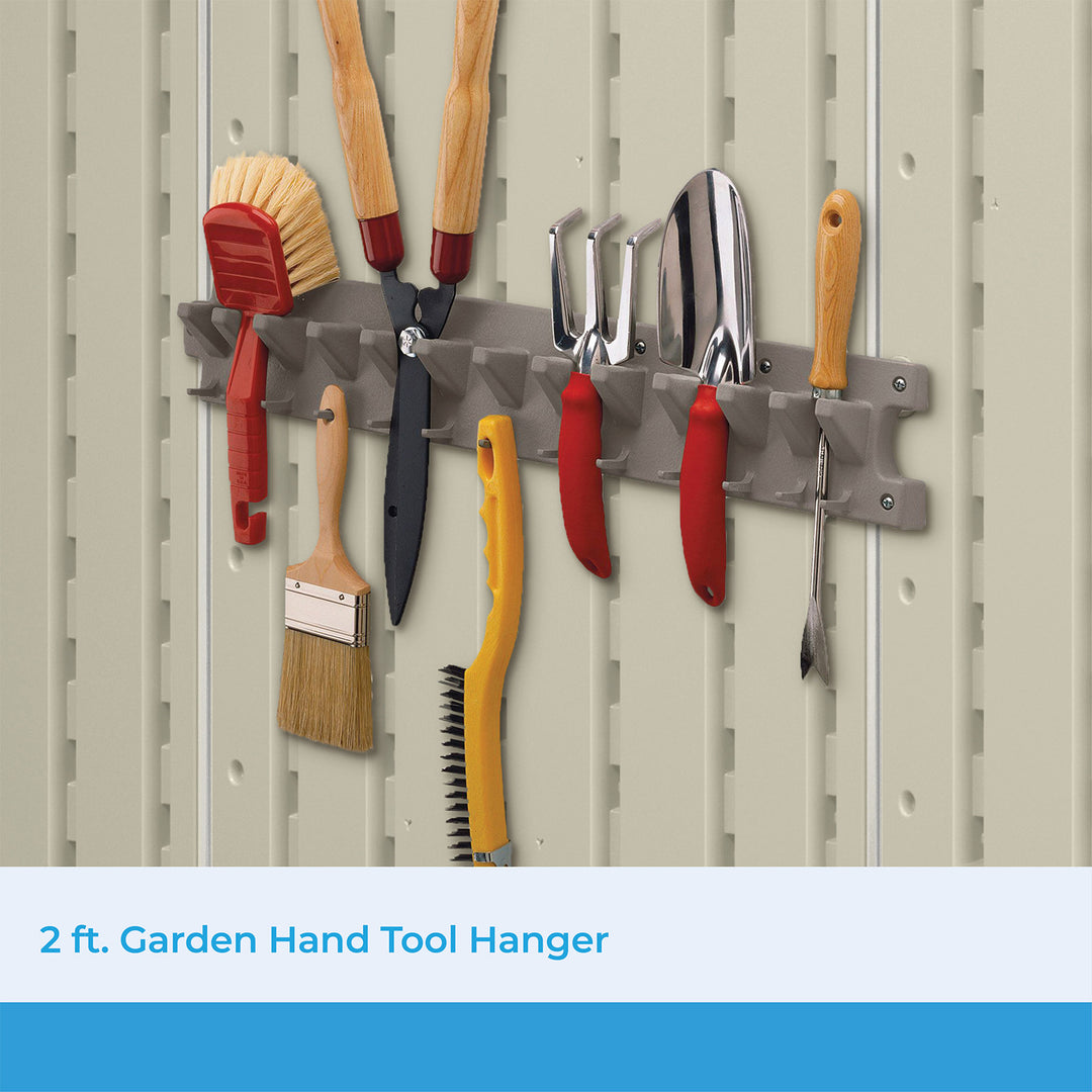 Suncast V713 2 Foot Wall Mounted Garage Garden Hand Tool Organizer, Platinum - VMInnovations