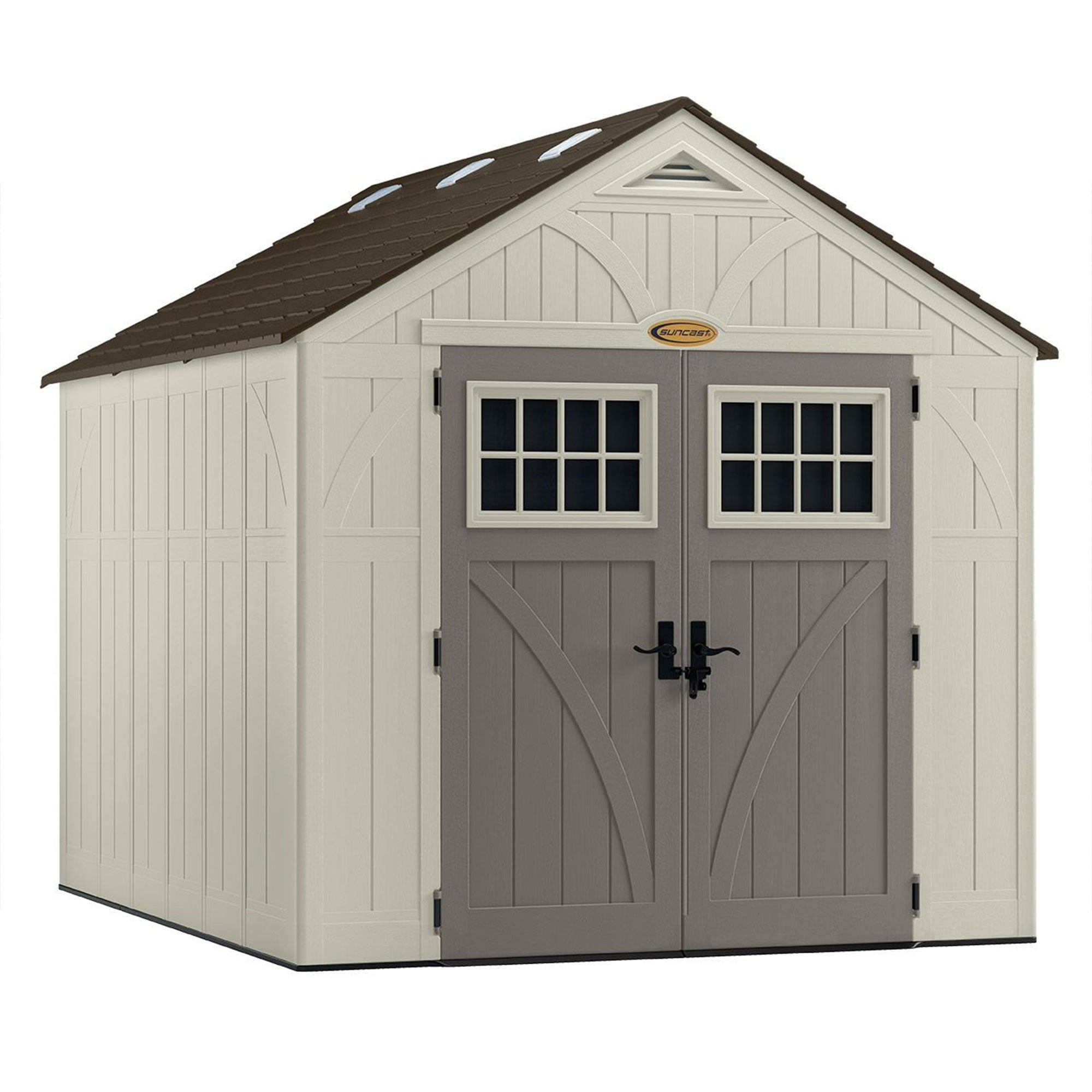 Suncast Tremont 8 ft. x 10 ft. Heavy Duty Resin Storage Shed w/Windows, Vanilla - VMInnovations