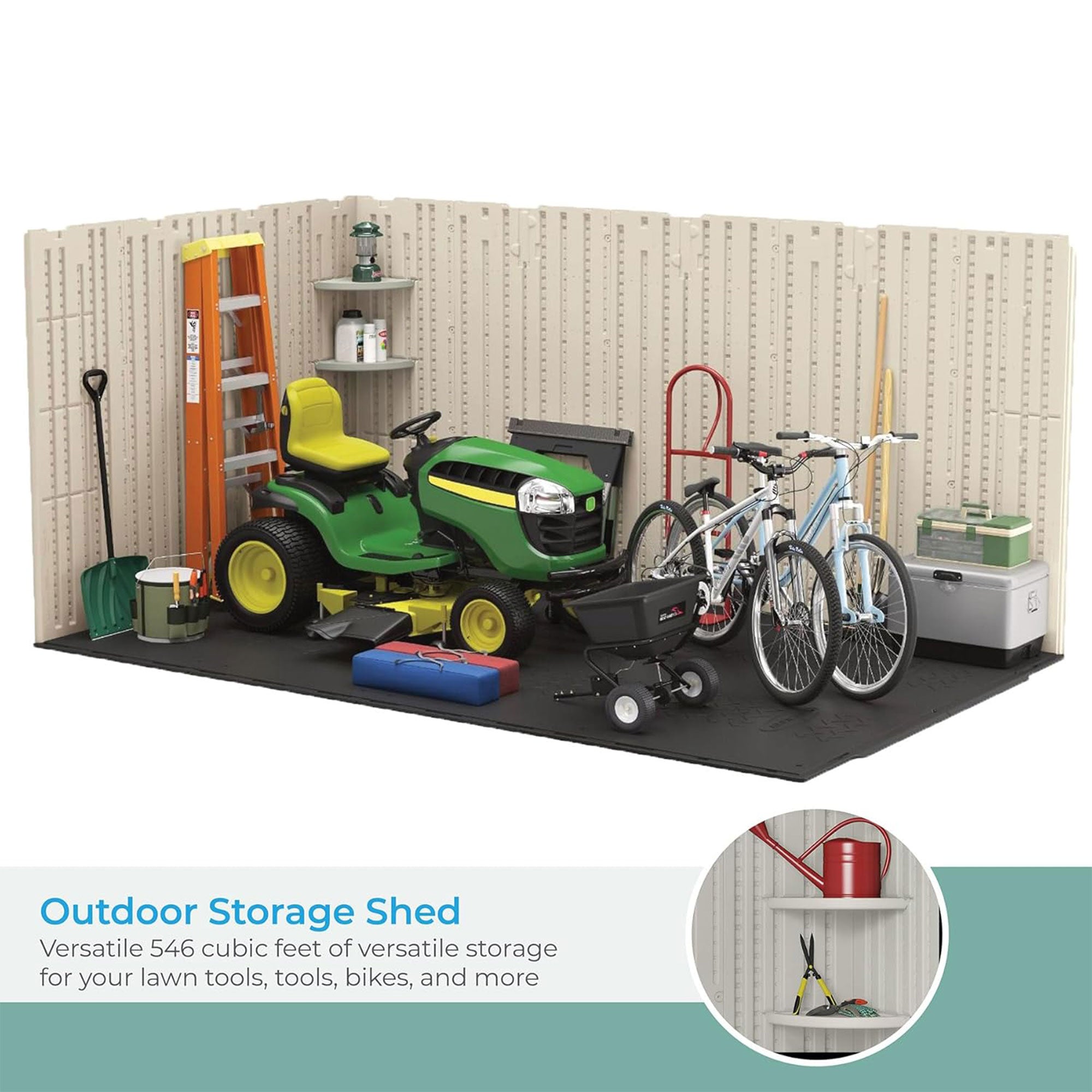 Suncast Tremont 8 ft. x 10 ft. Heavy Duty Resin Storage Shed w/Windows, Vanilla - VMInnovations
