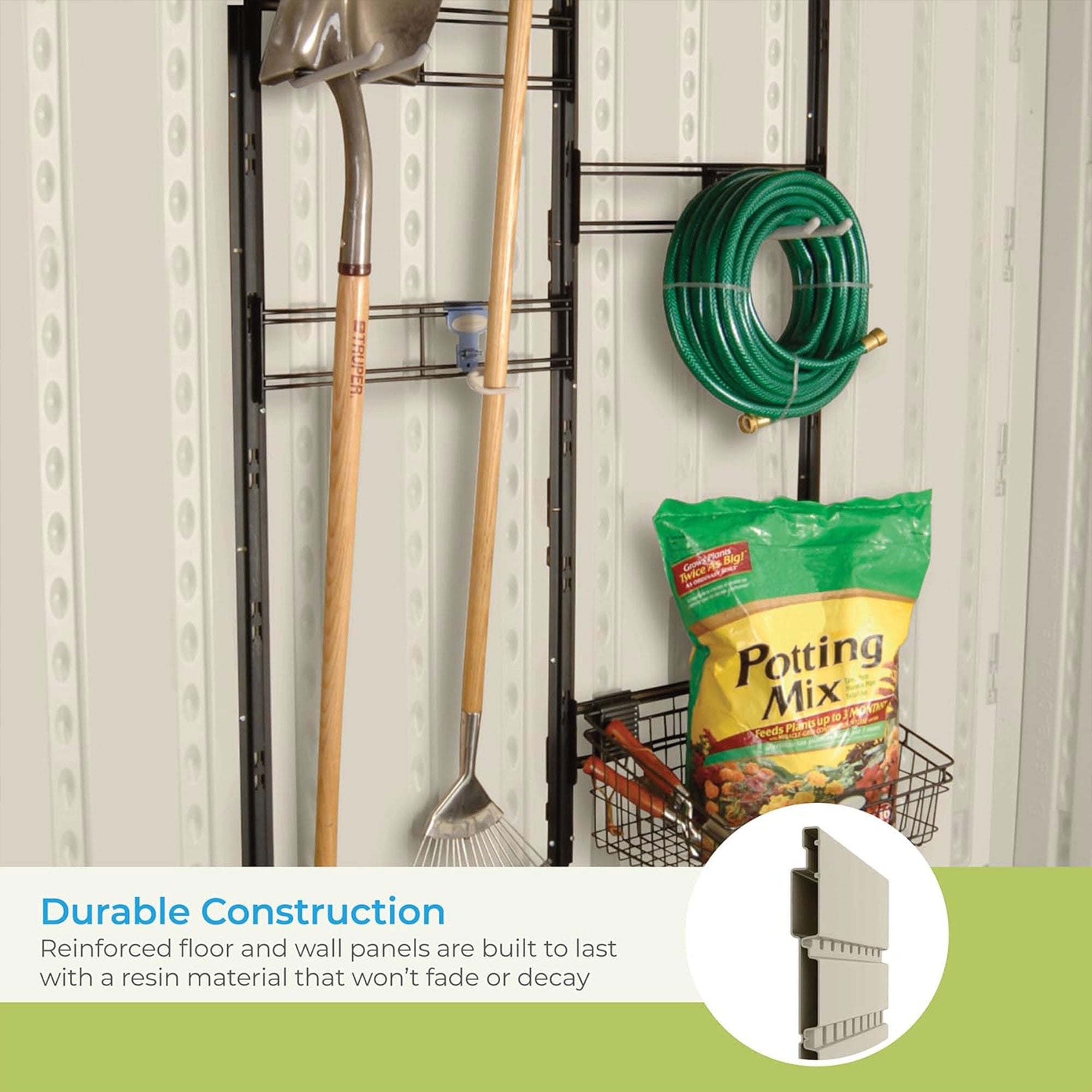 Suncast Tremont 8 ft. x 10 ft. Heavy Duty Resin Storage Shed w/Windows, Vanilla - VMInnovations