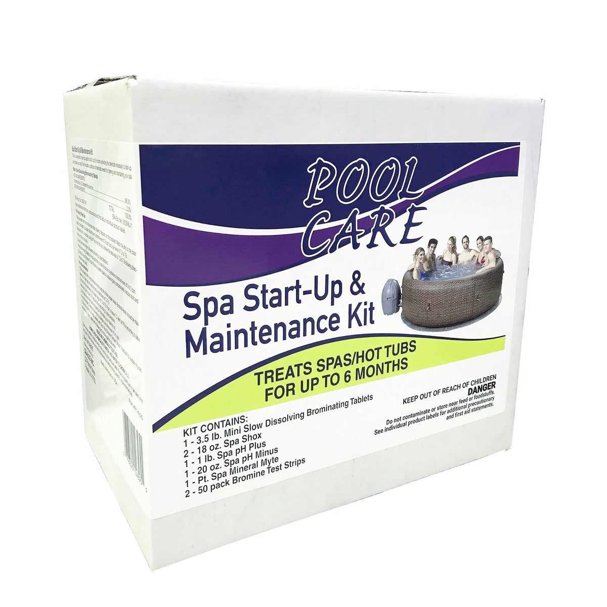 Coleman SaluSpa 4 Person Inflatable Hot Tub, Gray & Qualco 6 Month Chemical Kit